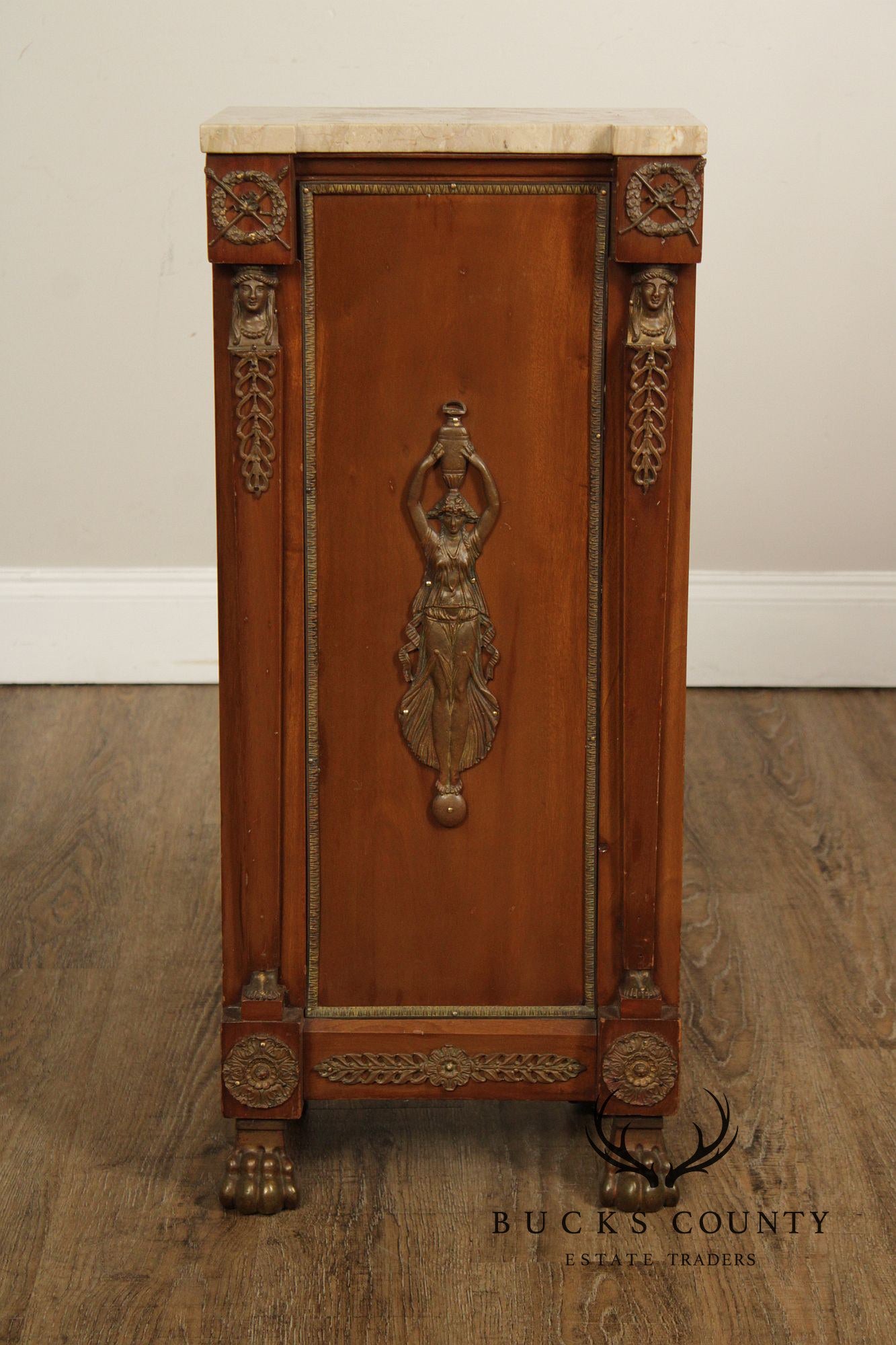 Antique French Marble Top Neoclassical Style Pedestal