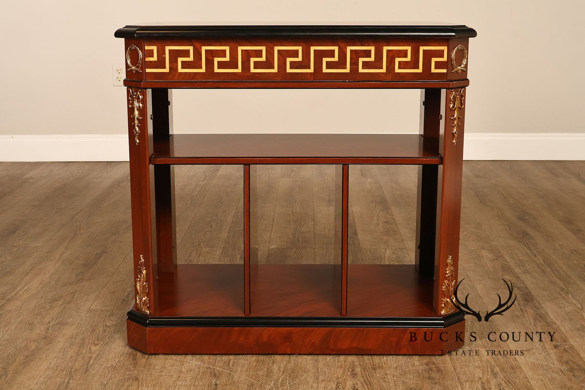 Neoclassical Empire Style Greek Key Mahogany Telephone Stand Cabinet