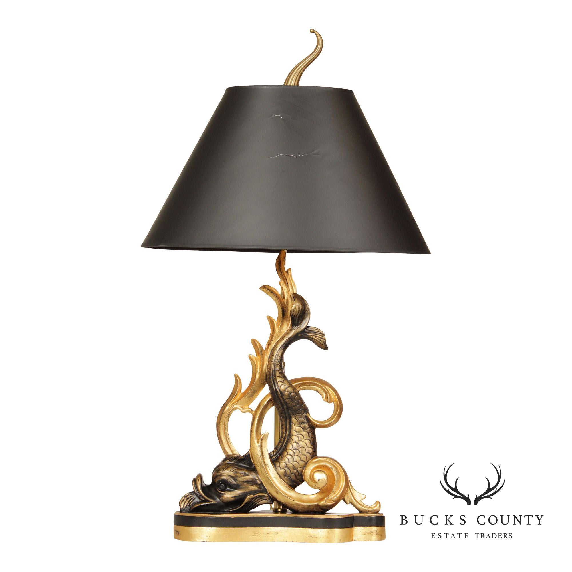 Chelsea House Gilt Carved Dolphin Table Lamp