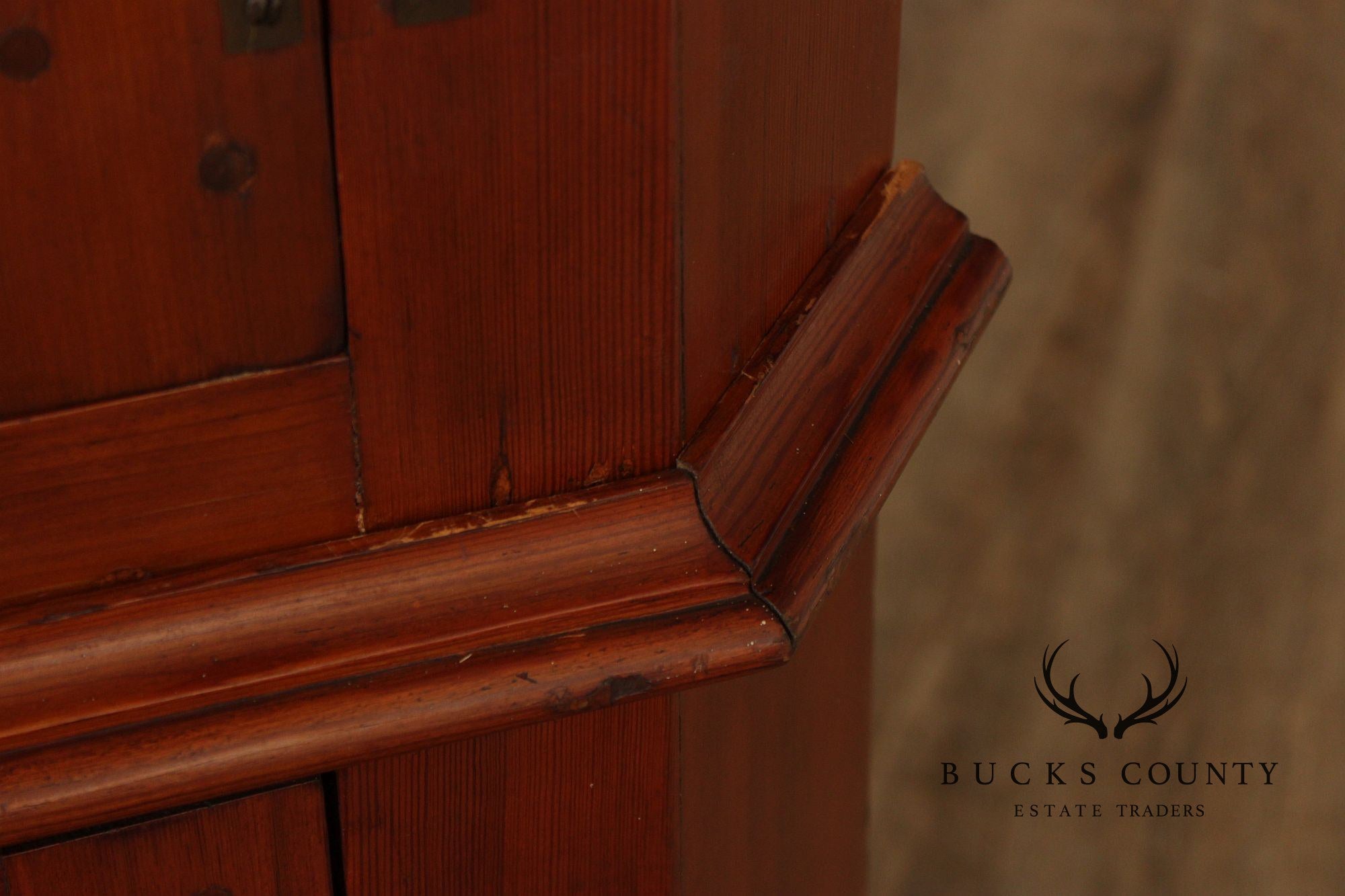 Antique American Pine Two-Part Paneled Door Corner Cupboard