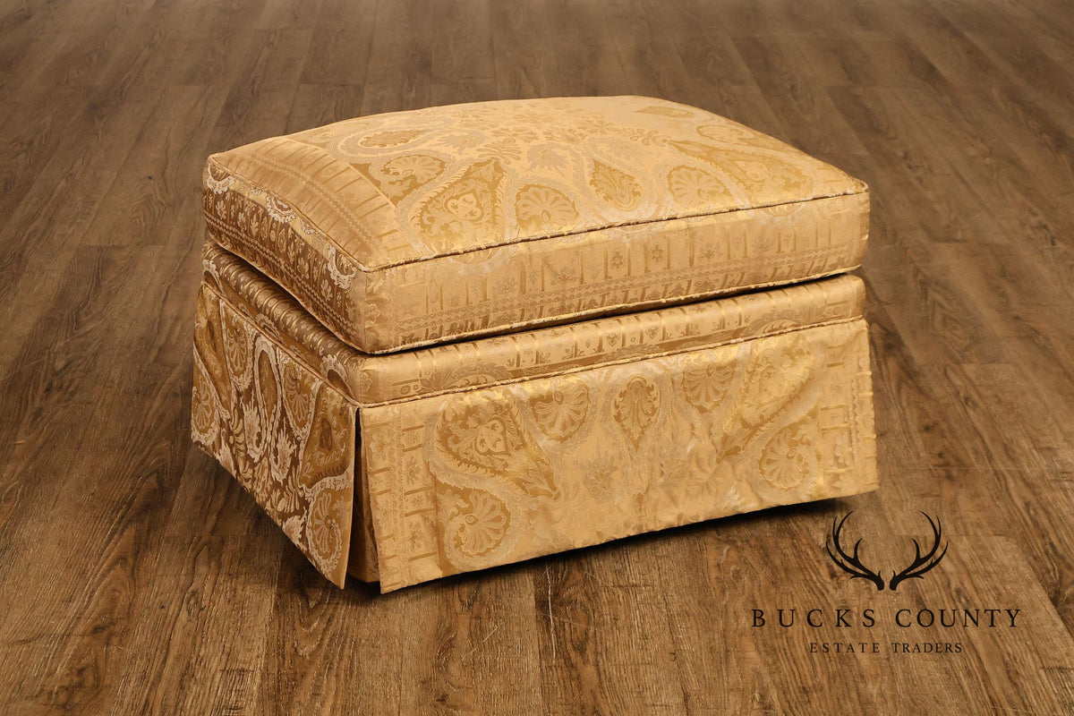 TRS Furniture Traditional Gold D amask Upholstered Lounge Chair And Ottoman