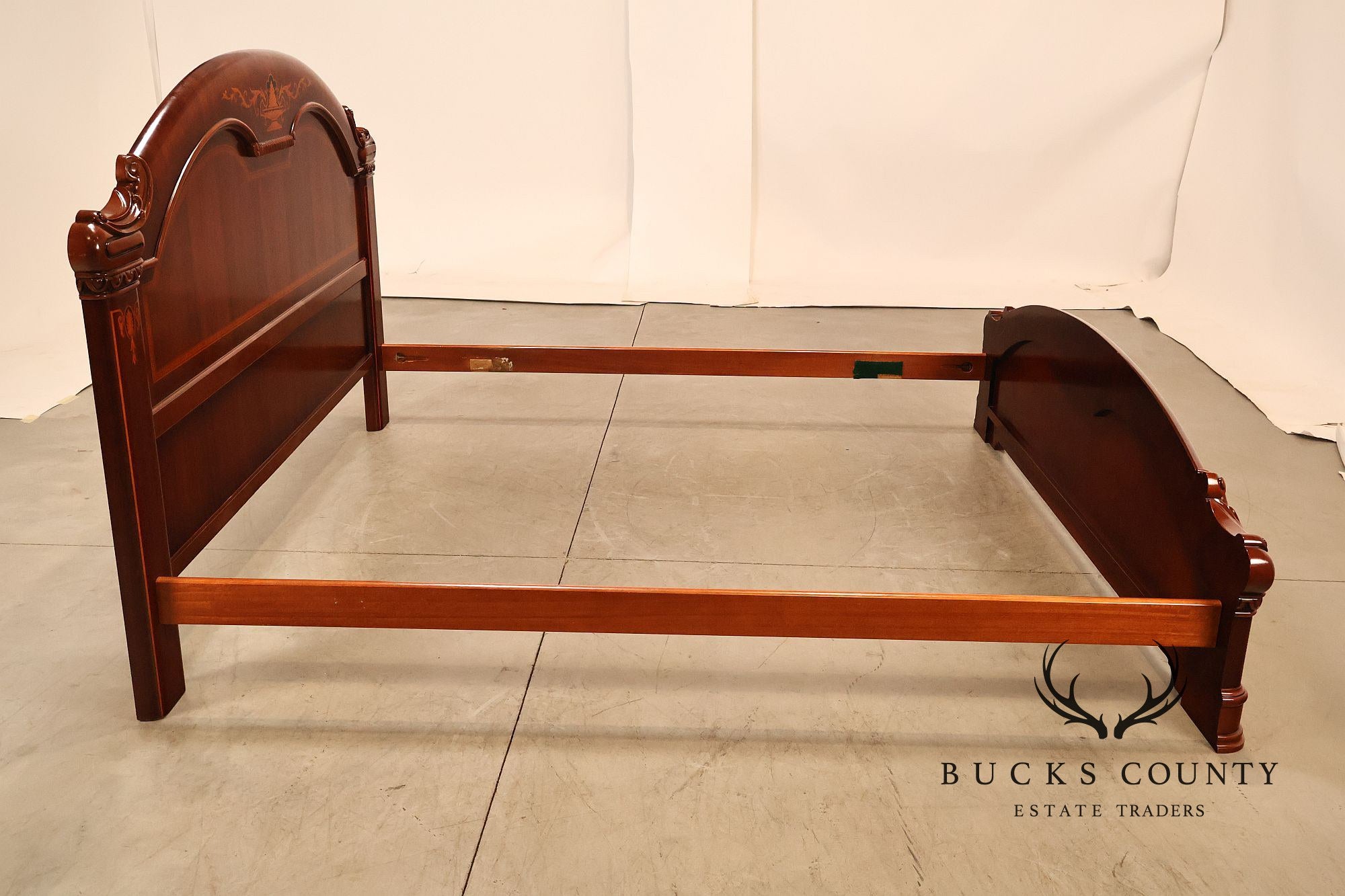 Italian Neoclassical Style King Size Mahogany Inlaid Bed