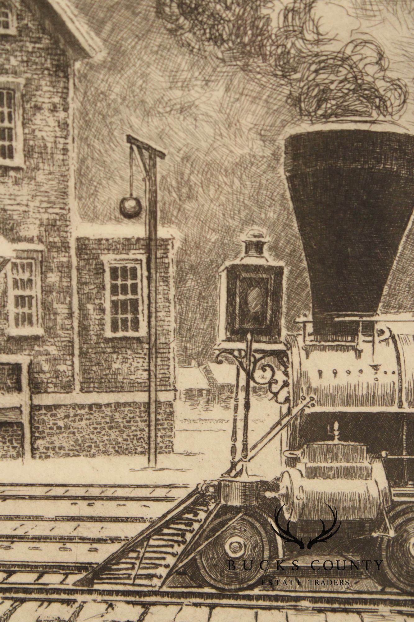 George A. Bradshaw Train Etching, 'Coalport, Trenton, 1885'