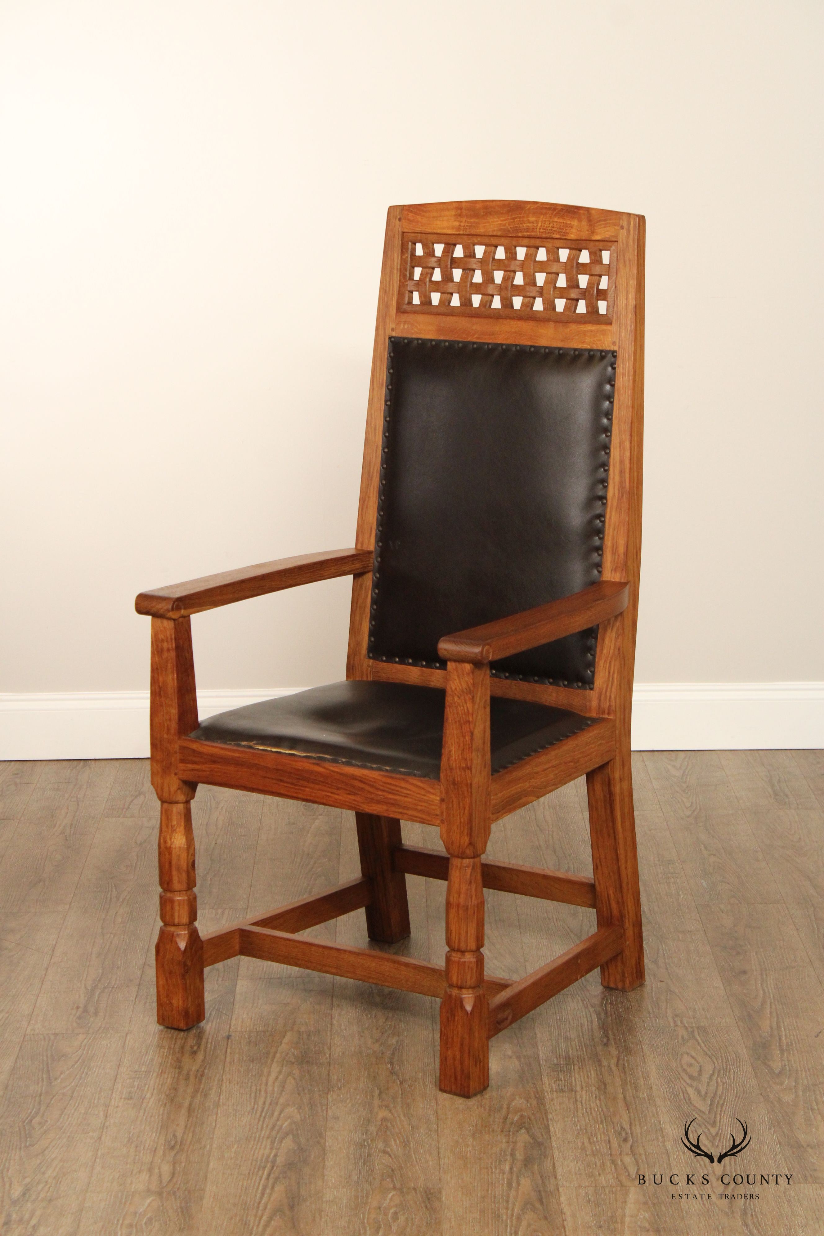 Derek Slater 'Fishman' Arts & Crafts Style Set of Six Dining Chairs