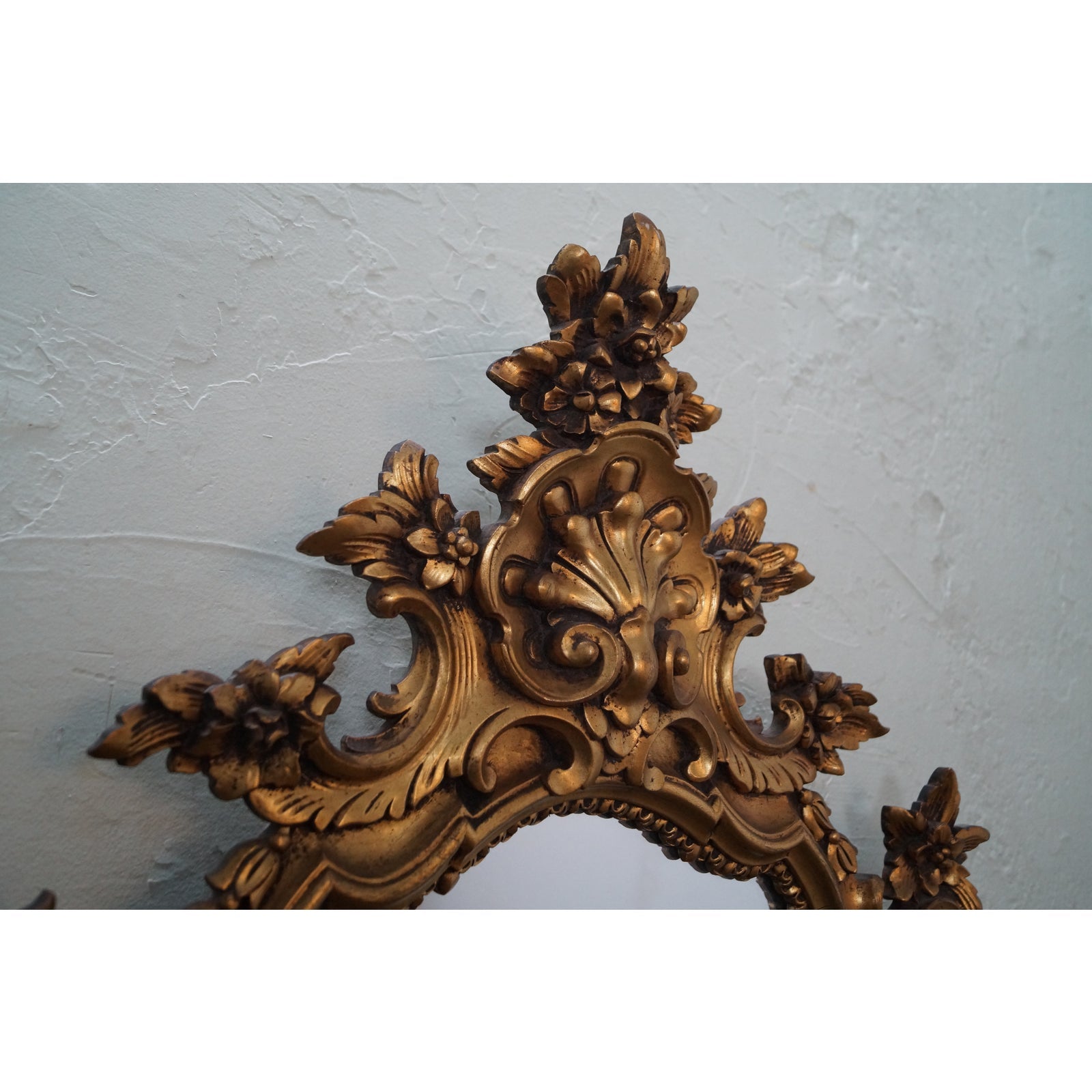 1950s Gilt Wood Rococo Hanging Wall Mirror