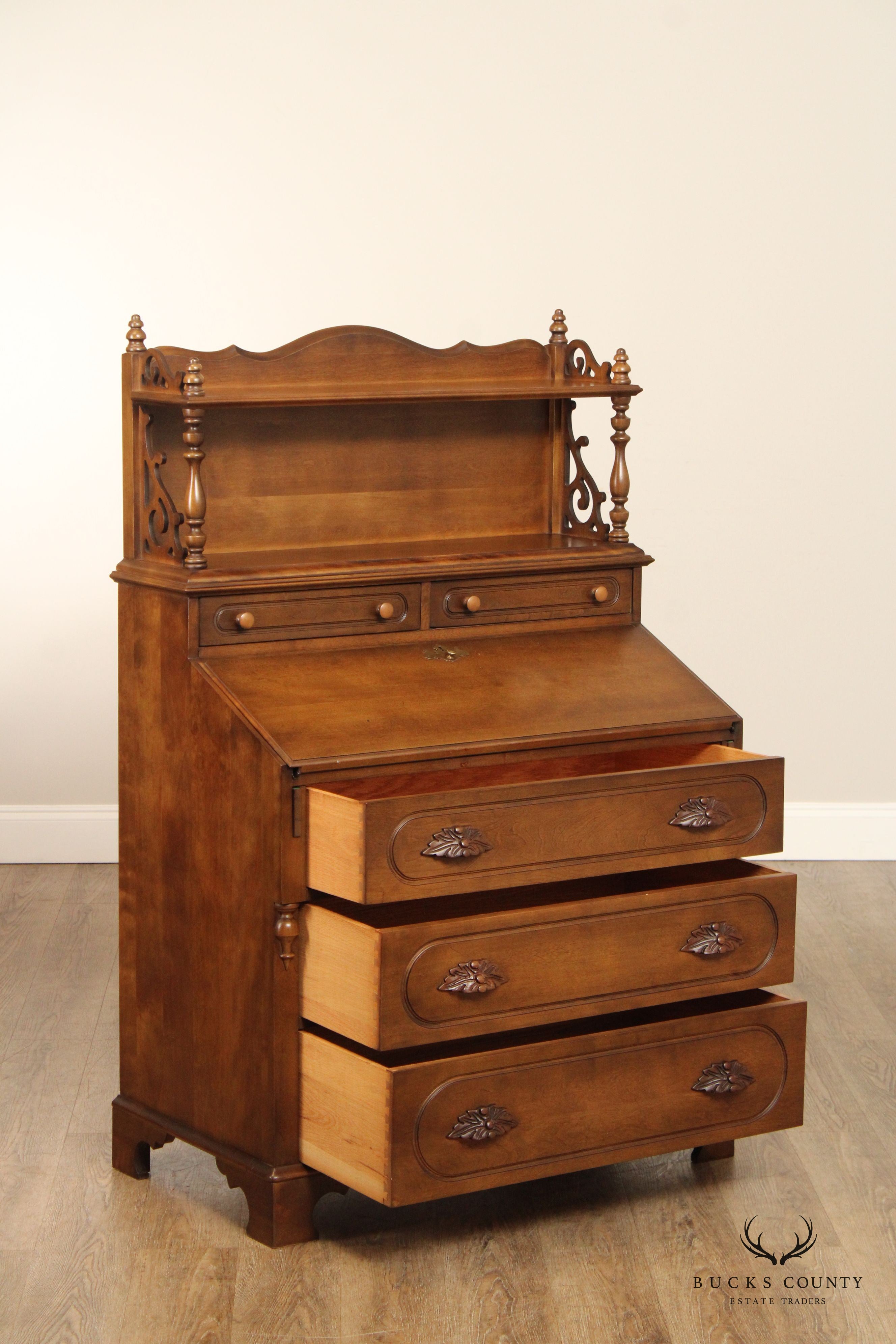 Victorian Style Cherry Drop Front Writing Desk