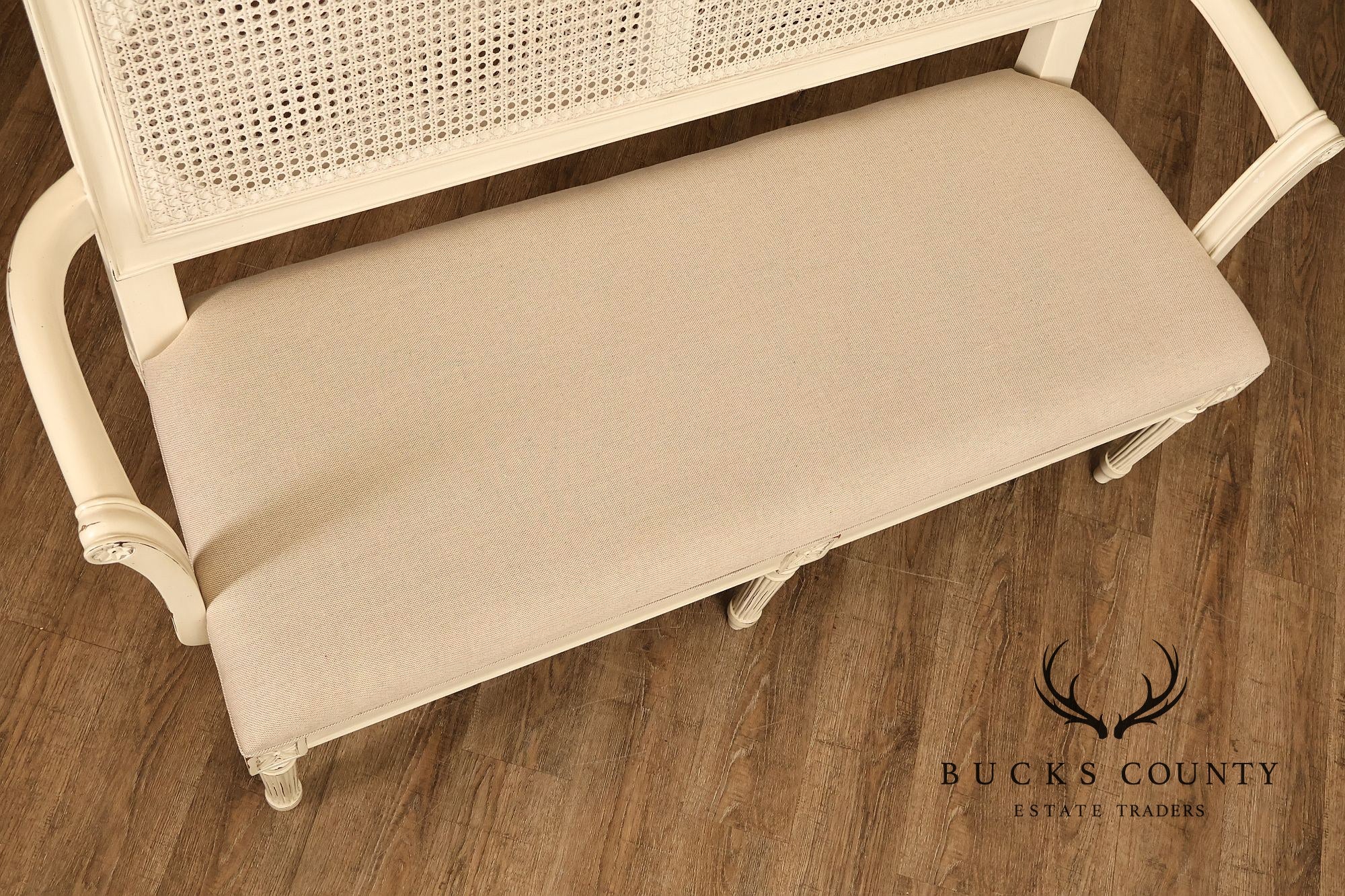 Alden Parkes Country French Louis XVI Style Caned Back Painted Settee