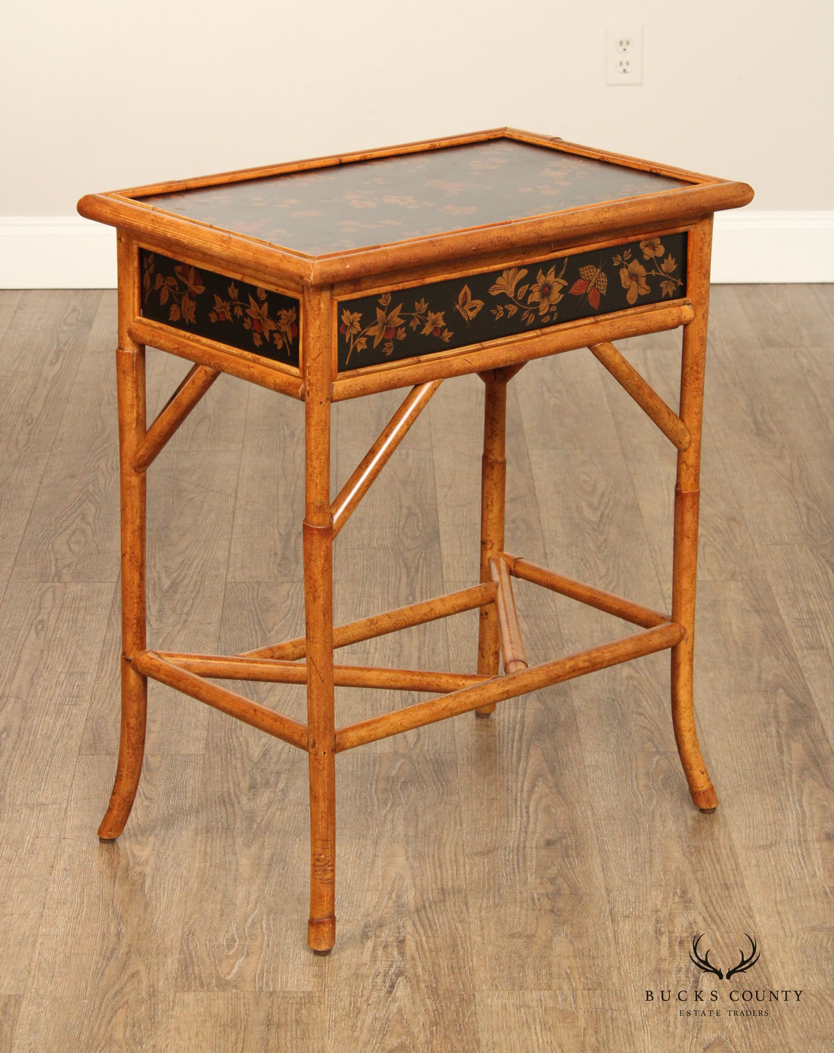 Chinoiserie Rattan Side Table
