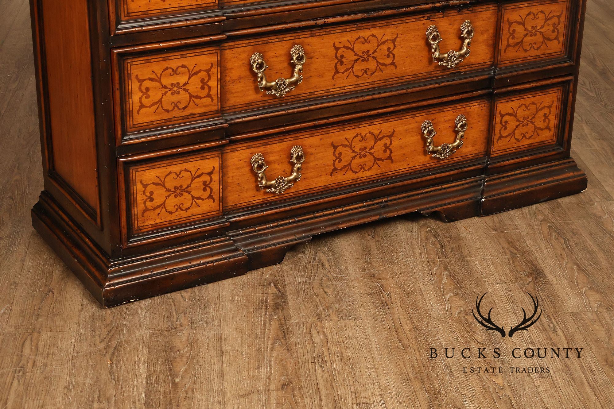 Theodore Alexander Chateau Du Vallois Inlaid Three Drawer Dresser