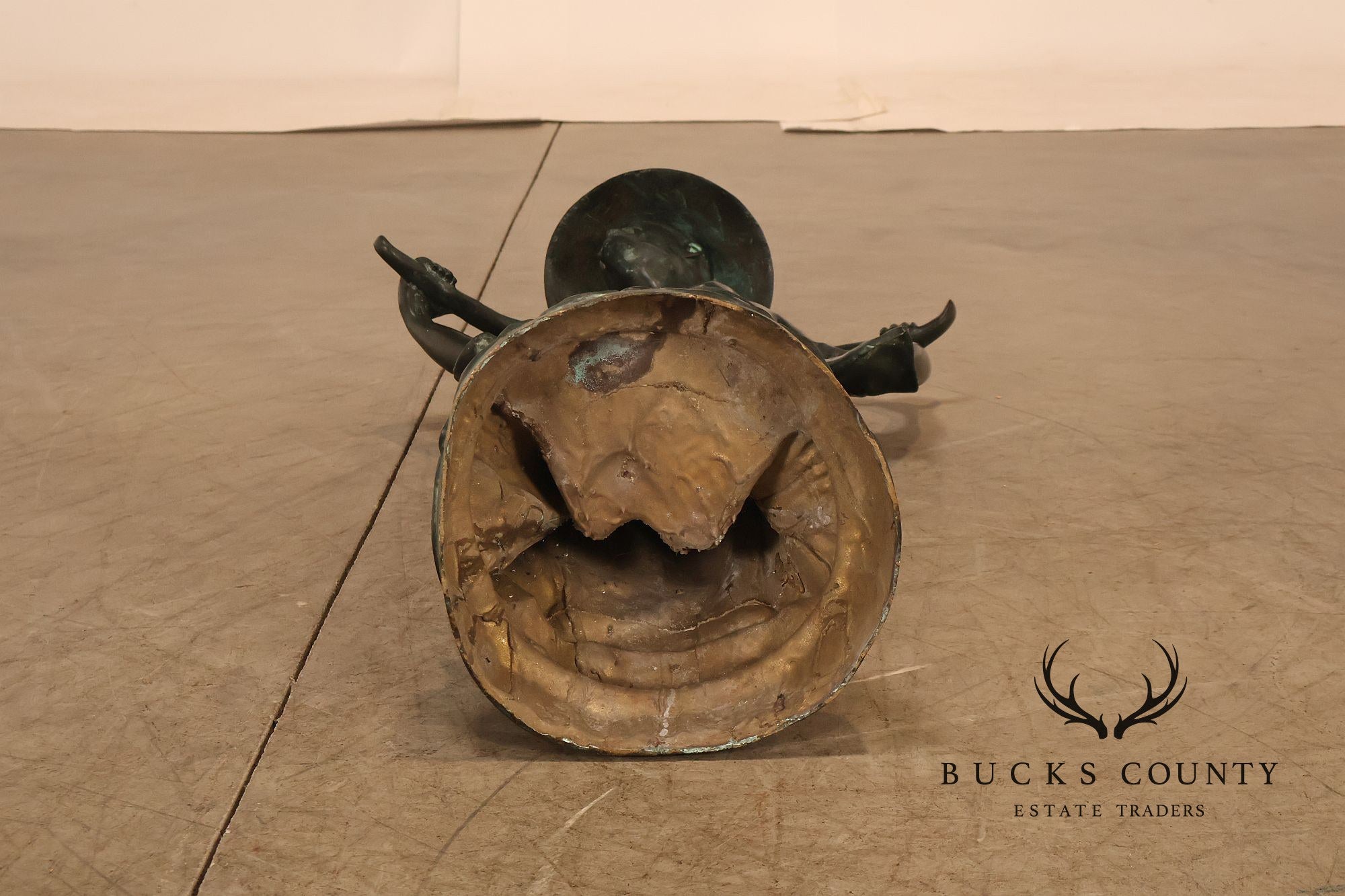 Asian Style Bronze Water Carrier Figural Sculpture