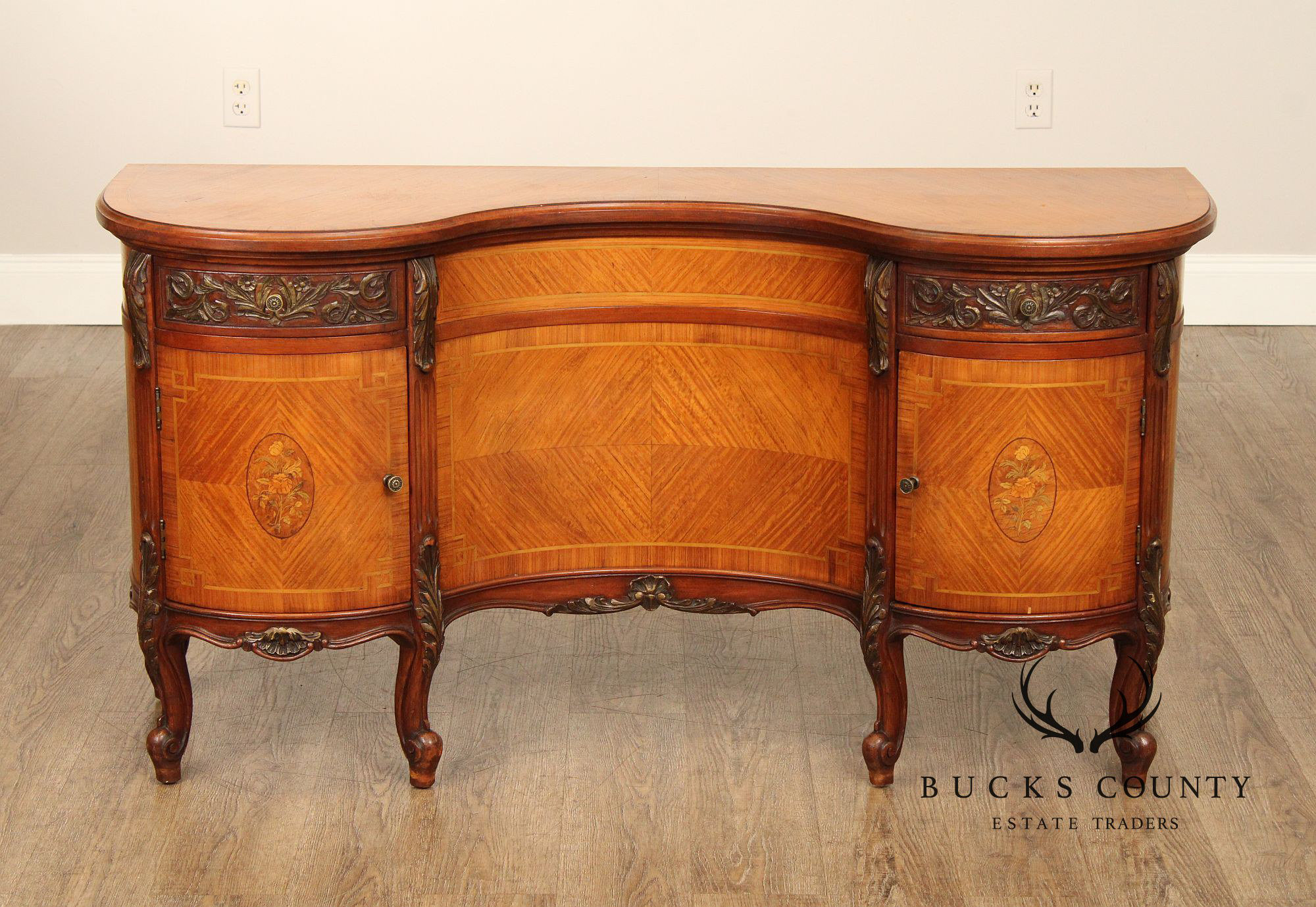 1930's French Louis XV Style Inlaid Satinwood Vanity