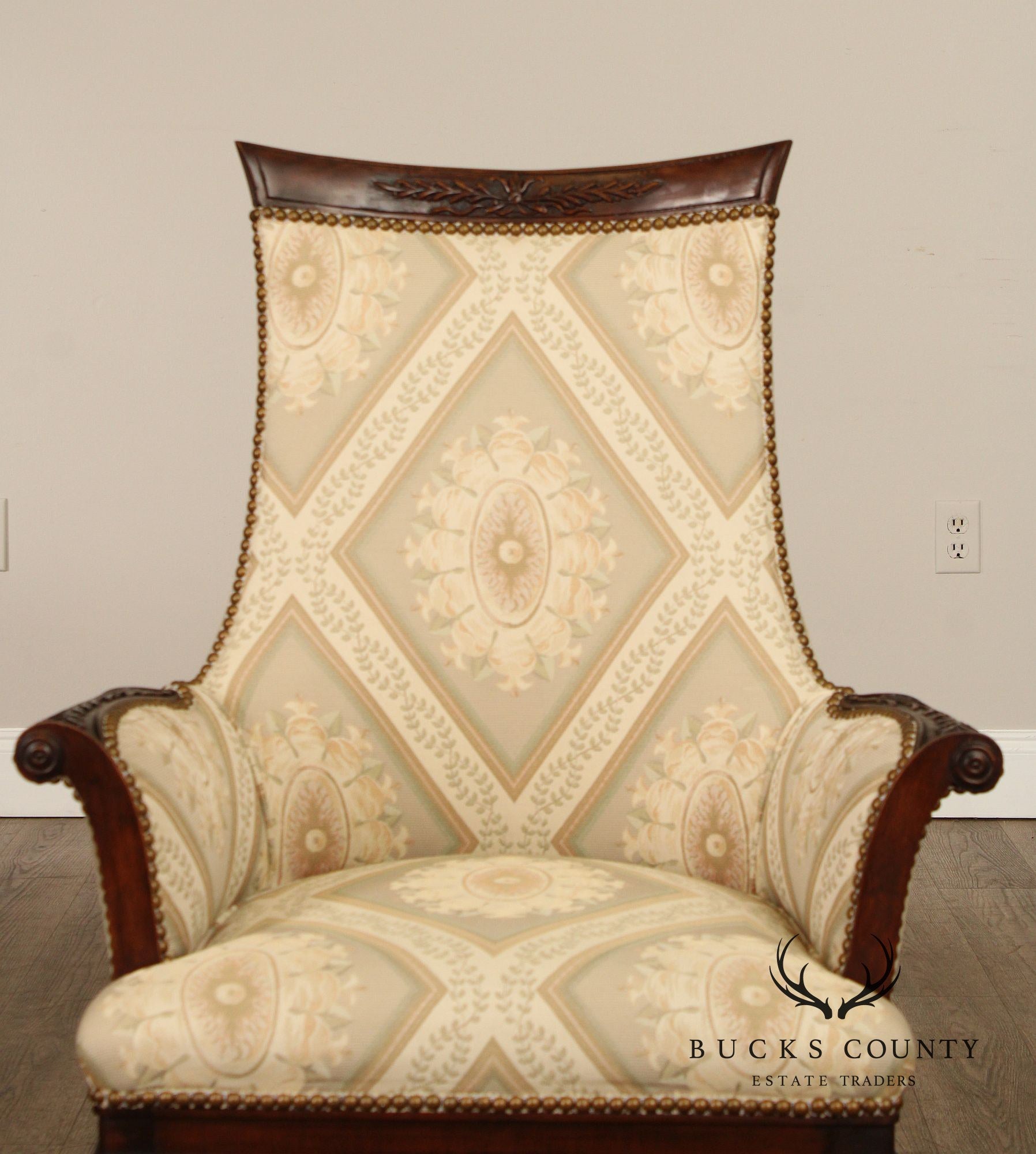 Grosfeld House Regency Style Pair of Mahogany Fireside Chairs