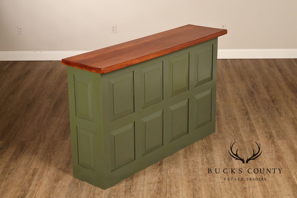 Custom Painted Wood Bar With Solid Wood Top