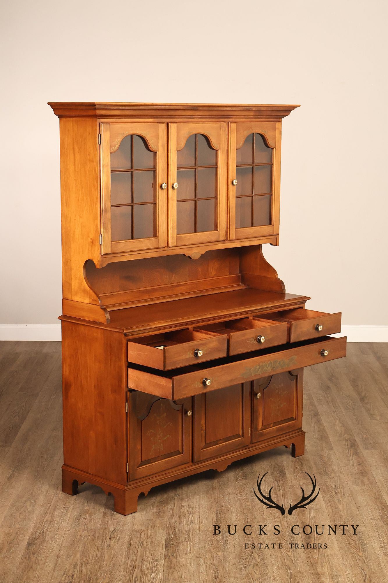 Hitchcock Two Piece Maple Step Back Hutch
