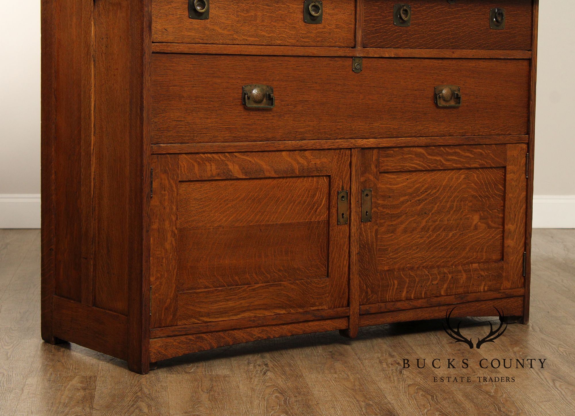 Stickley Brothers Antique Mission Oak Sideboard Hutch