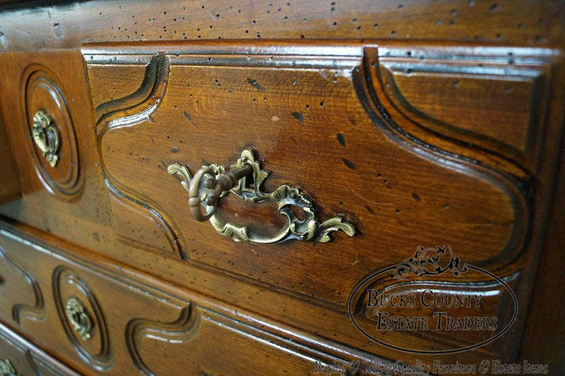 Custom Quality French Louis XV Style Walnut 3 Drawer Chest Commode