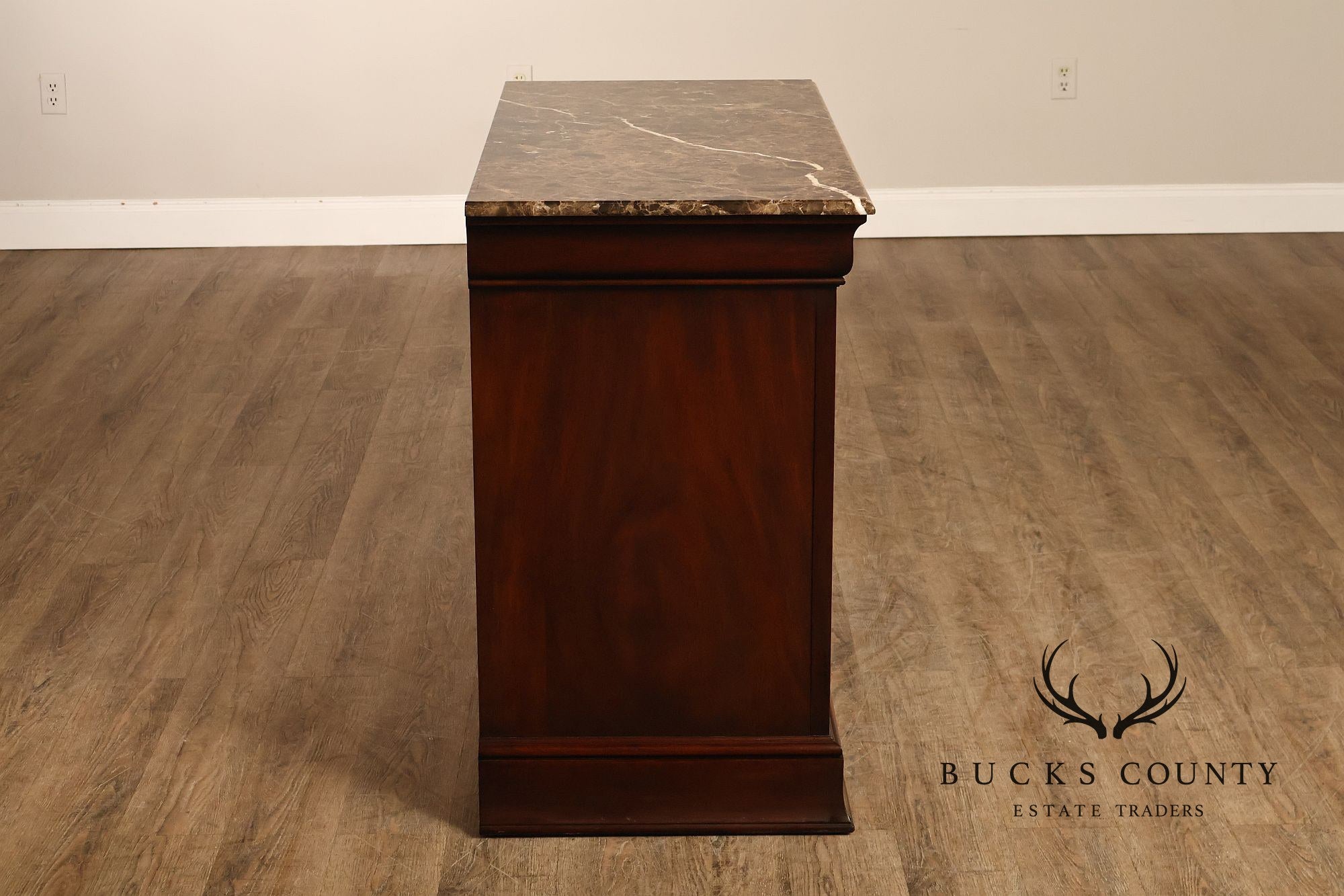 Henkel Harris Empire Style Marble Top Mahogany Chest Of Drawers