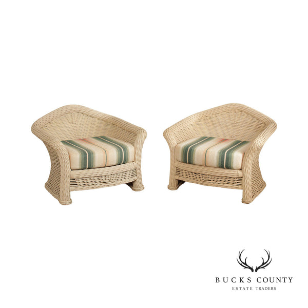 Ficks Reed Mid Vintage Pair of Wicker Lounge Chairs