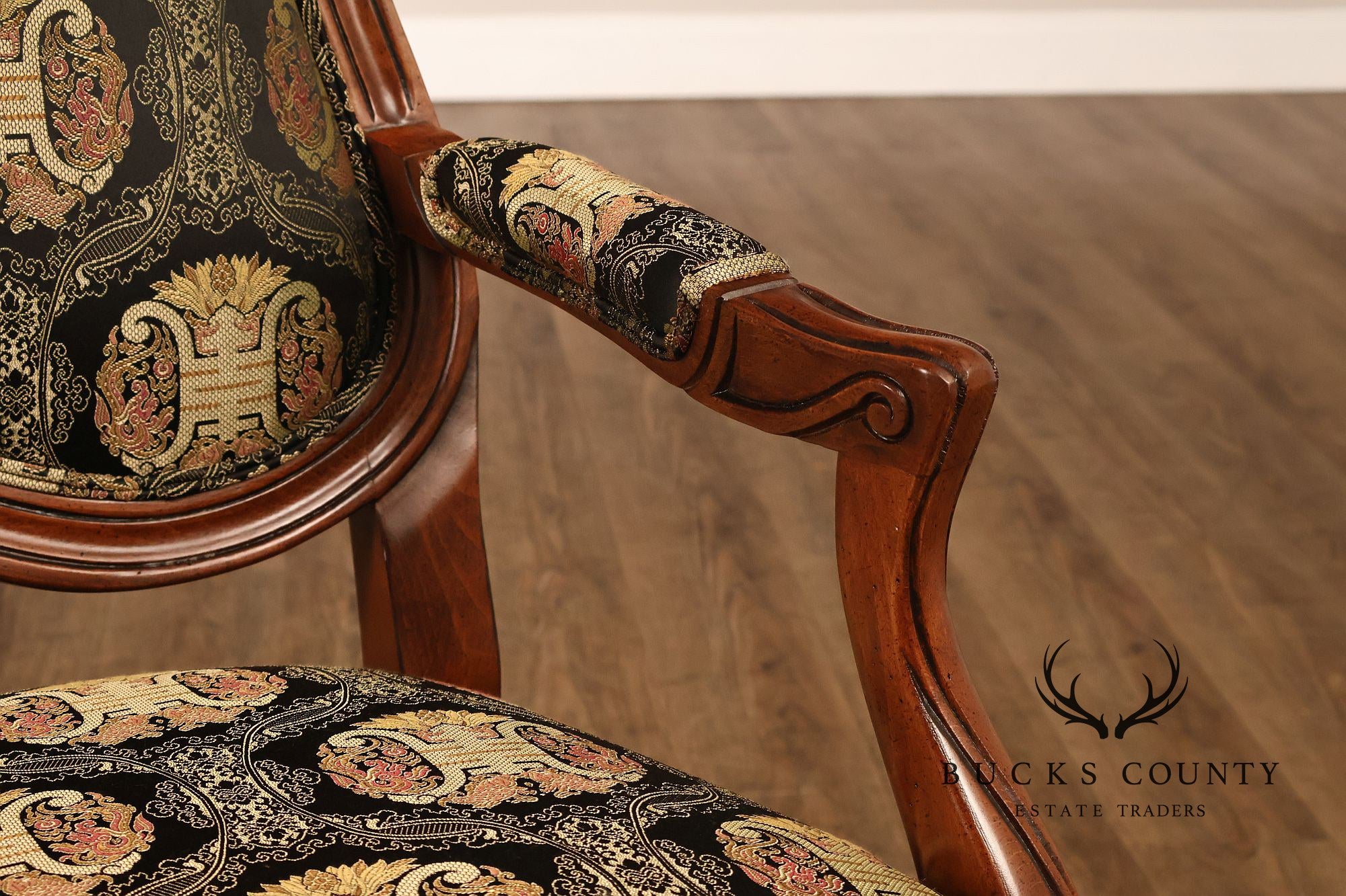 Ethan Allen French Louis XV Style Pair of Fauteuil Armchairs