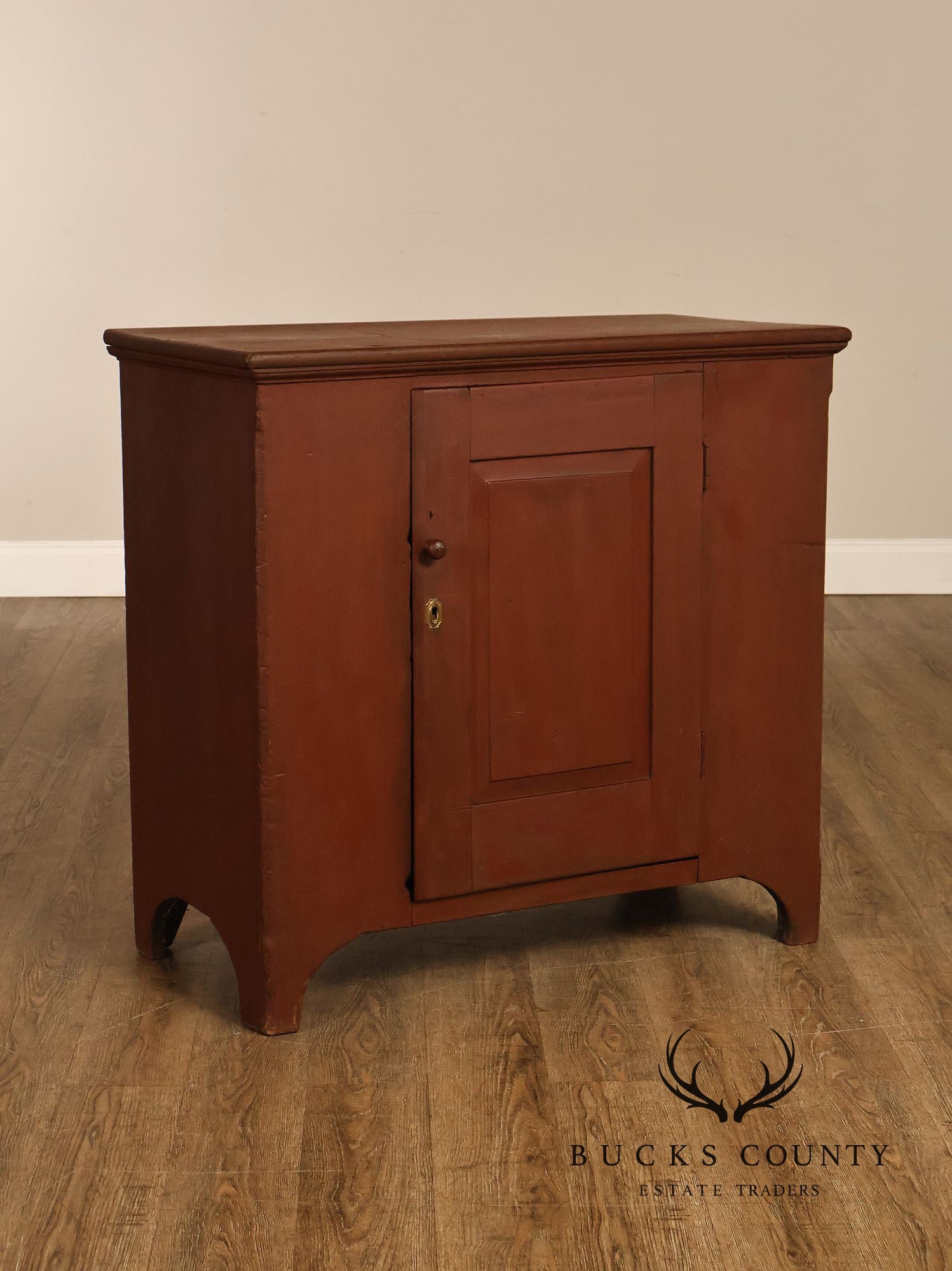 Antique American Primitive Red-Painted Storage Cupboard