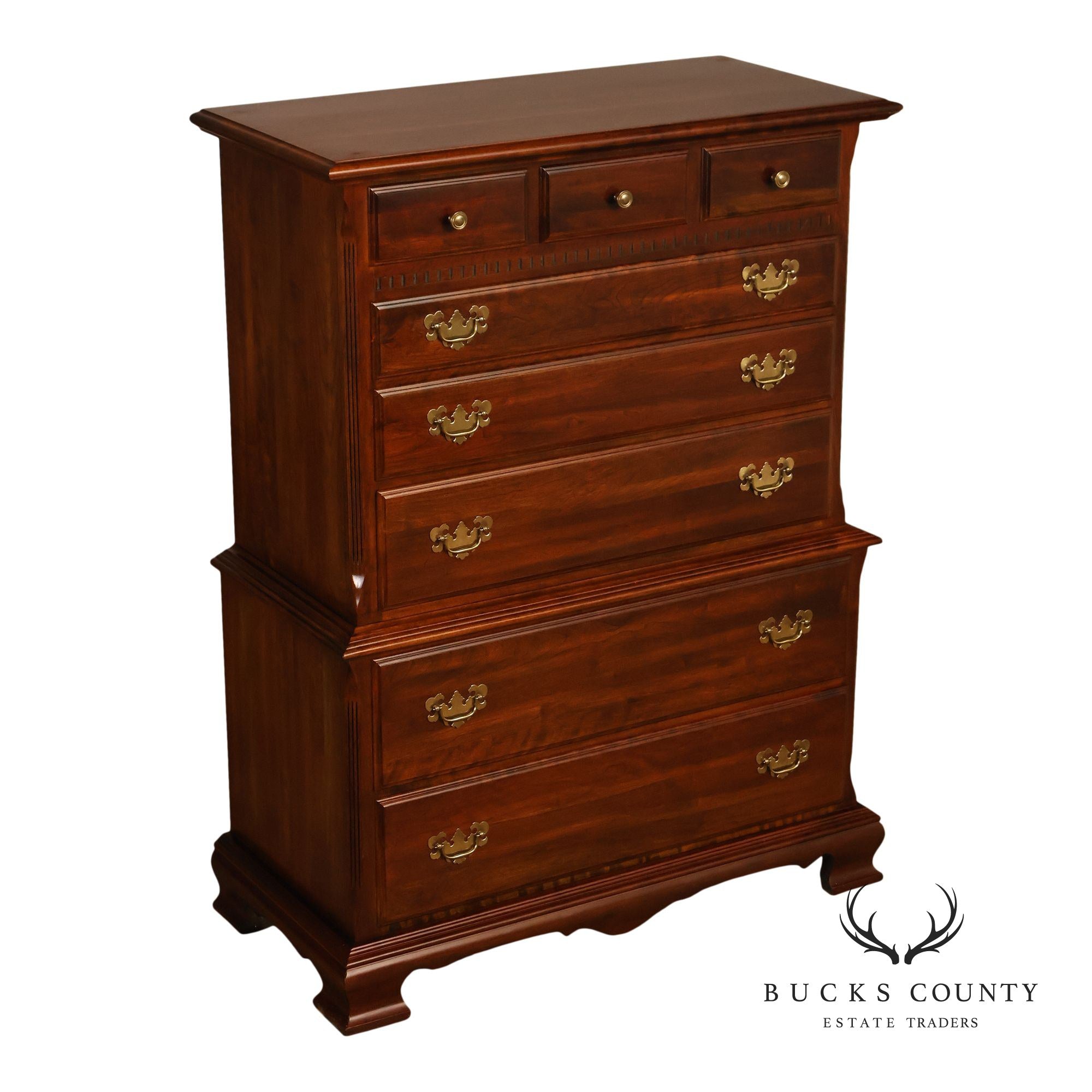 Chippendale Style Cherry Tall Chest of Drawers