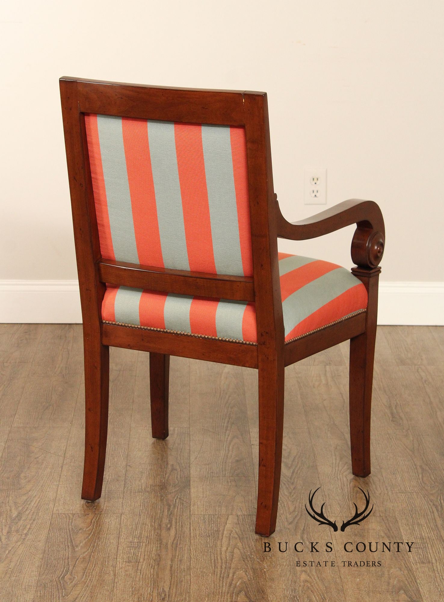 Empire Style Pair of Striped Armchairs