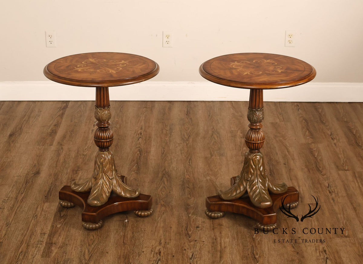 Maitland-Smith Empire Style Pair of Pedestal Side Tables