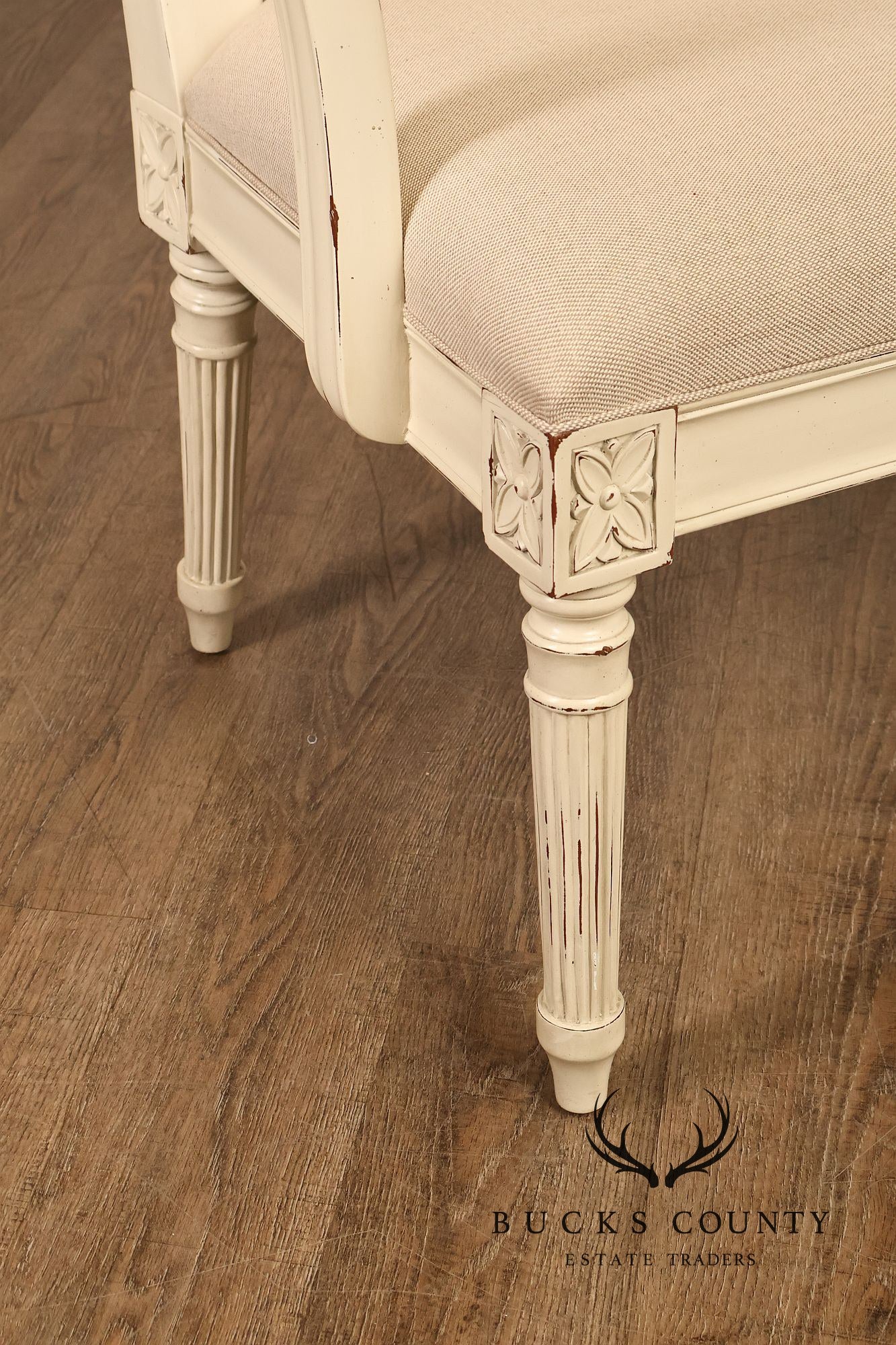 Alden Parkes Country French Louis XVI Style Caned Back Painted Settee