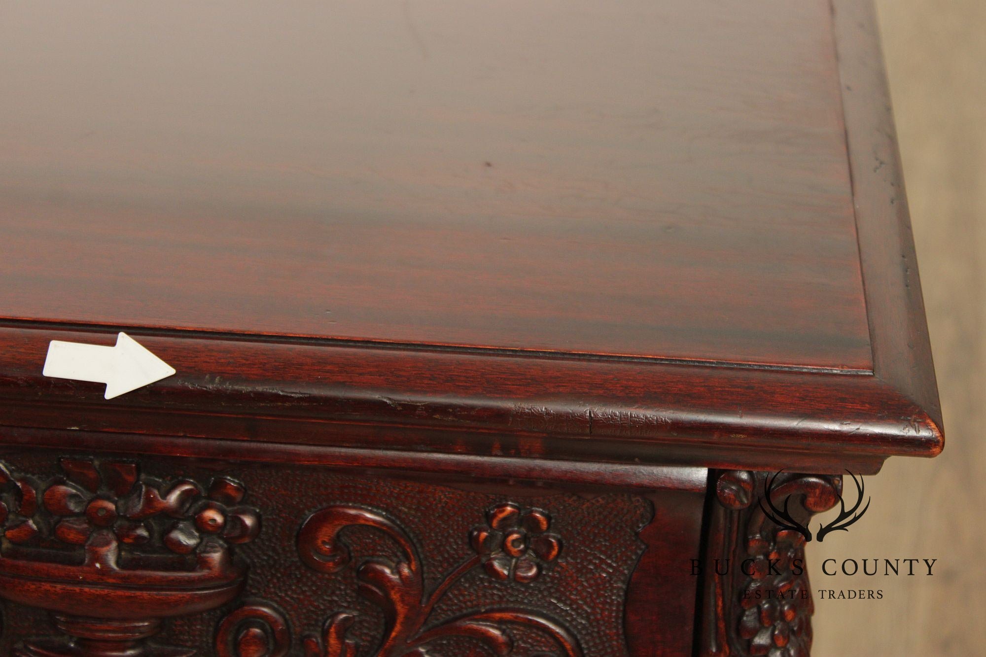 1940's Vintage Georgian Style Carved Mahogany Sideboard Buffet