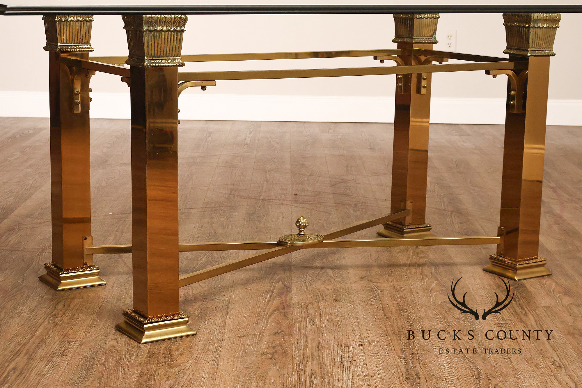 Hollywood Regency Brass & Glass Dining Table
