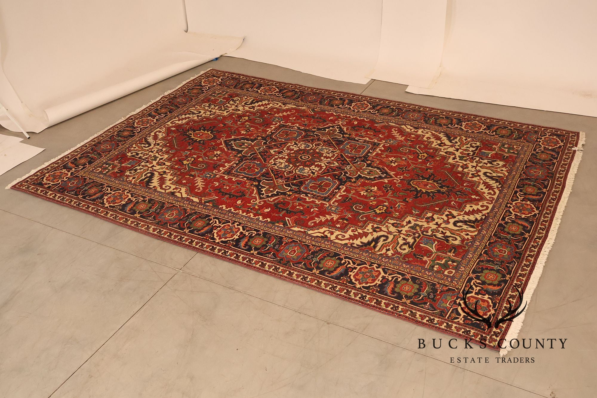 Persian Heriz Hand Knotted Wool Room Size Rug 9' x 13'