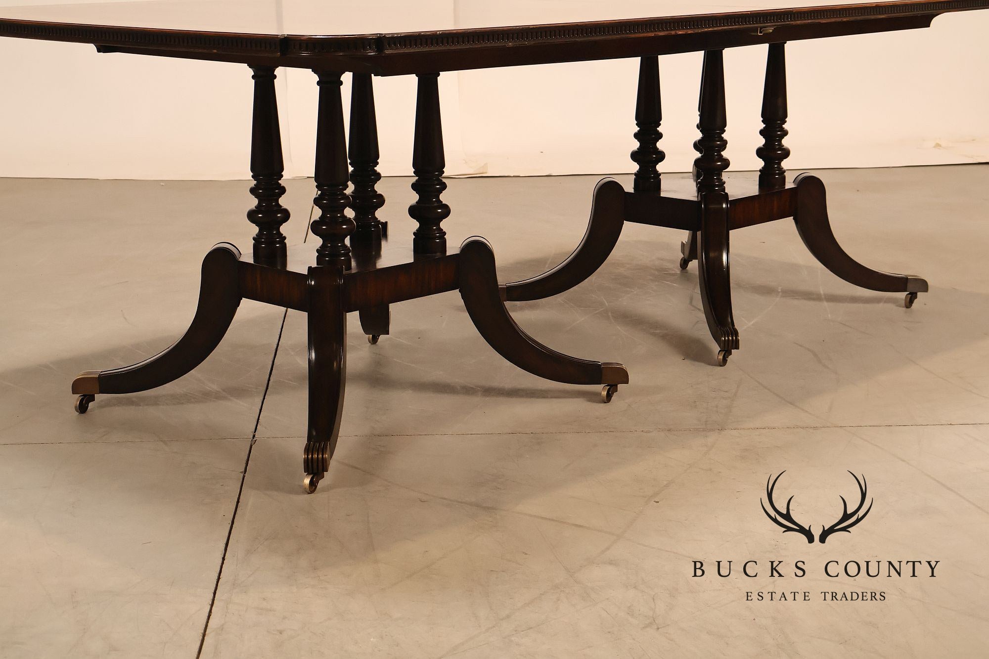 Maitland Smith Greek Key Mahogany & Satinwood Banded Dining Table