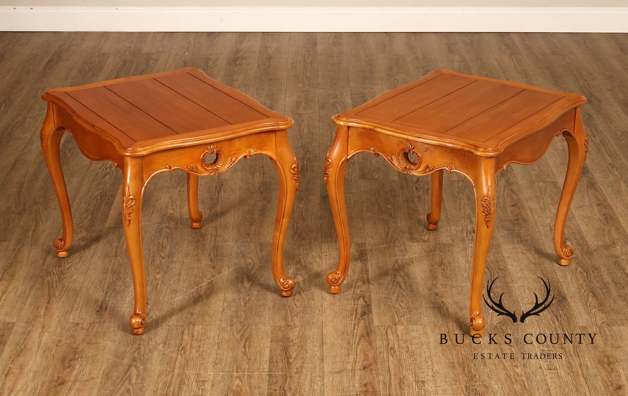 Ethan Allen Legacy Collection French Louis XV Style Pair Of End Tables
