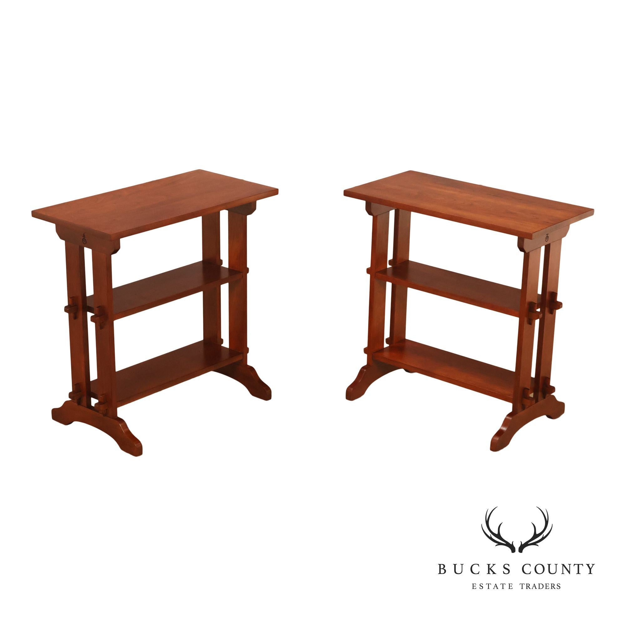 Stickley Mission Collection Pair of Cherry Roycroft Little Journeys Tables
