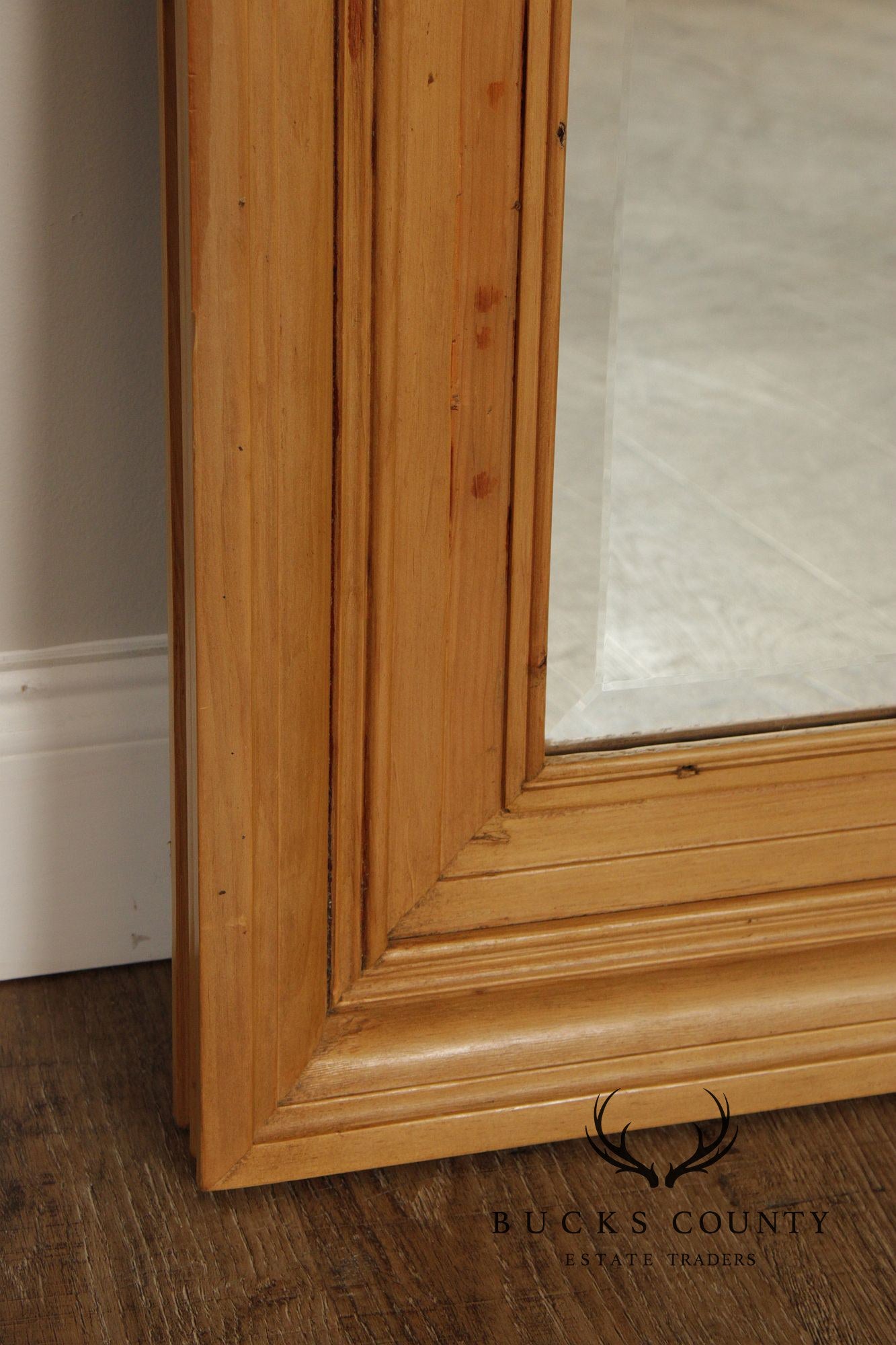 Antique English Scrubbed Pine Wall Mirror