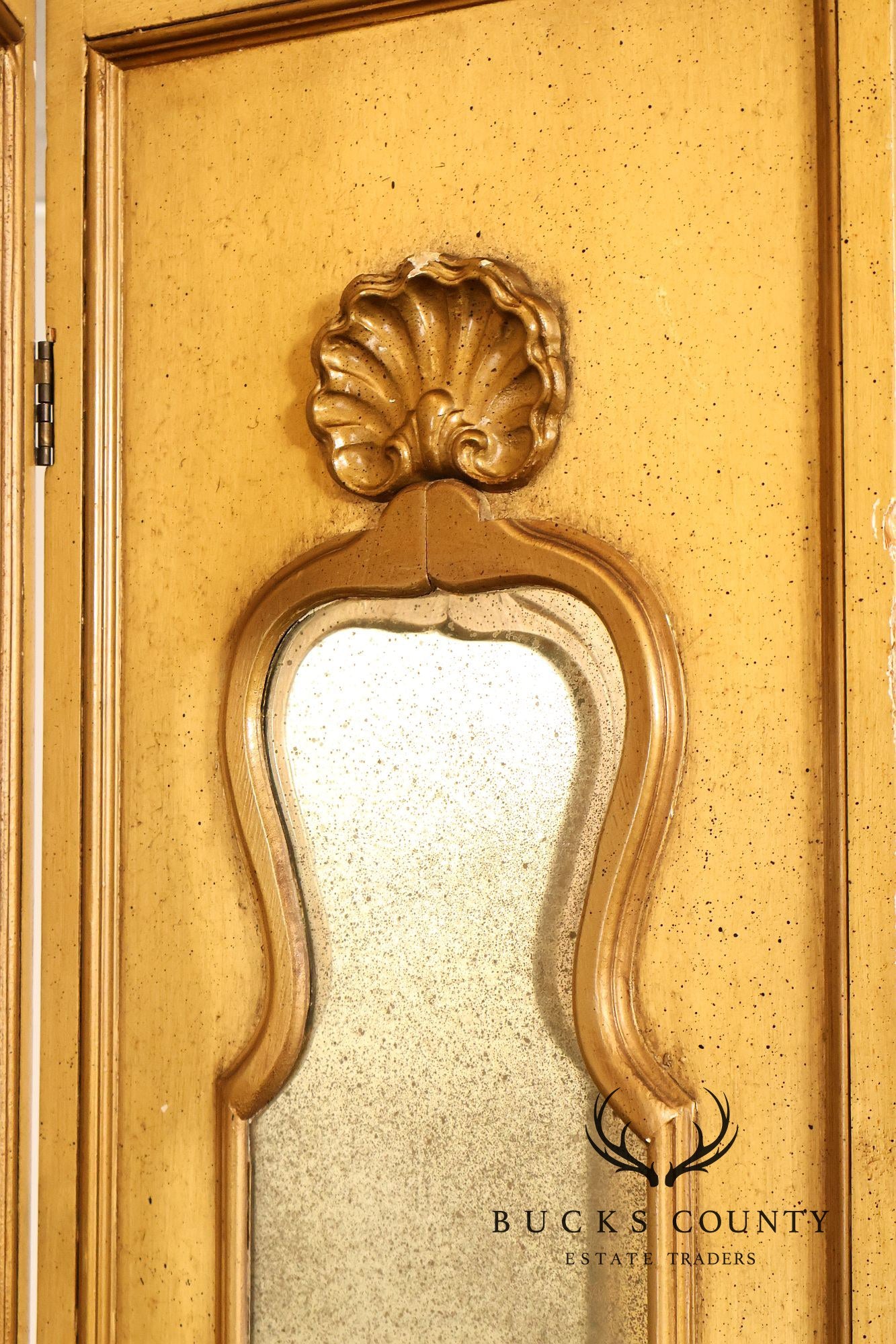 Vintage Rococo Style Painted & Mirrored Four-Panel Folding Screen