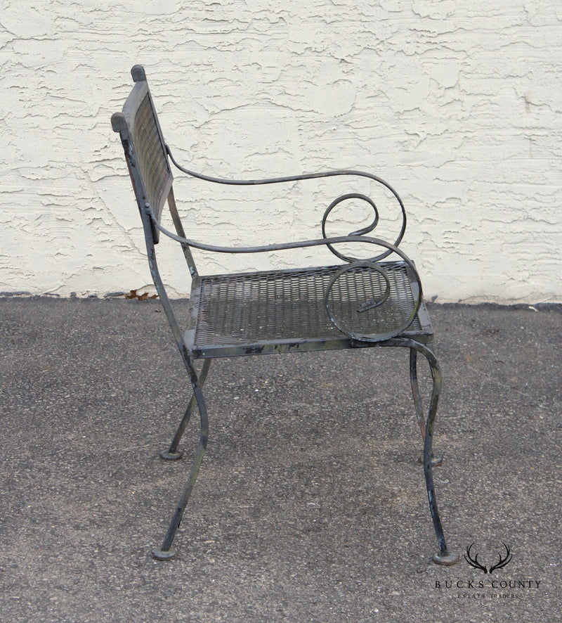 Vintage Pair of Wrought Iron Outdoor Garden Armchairs