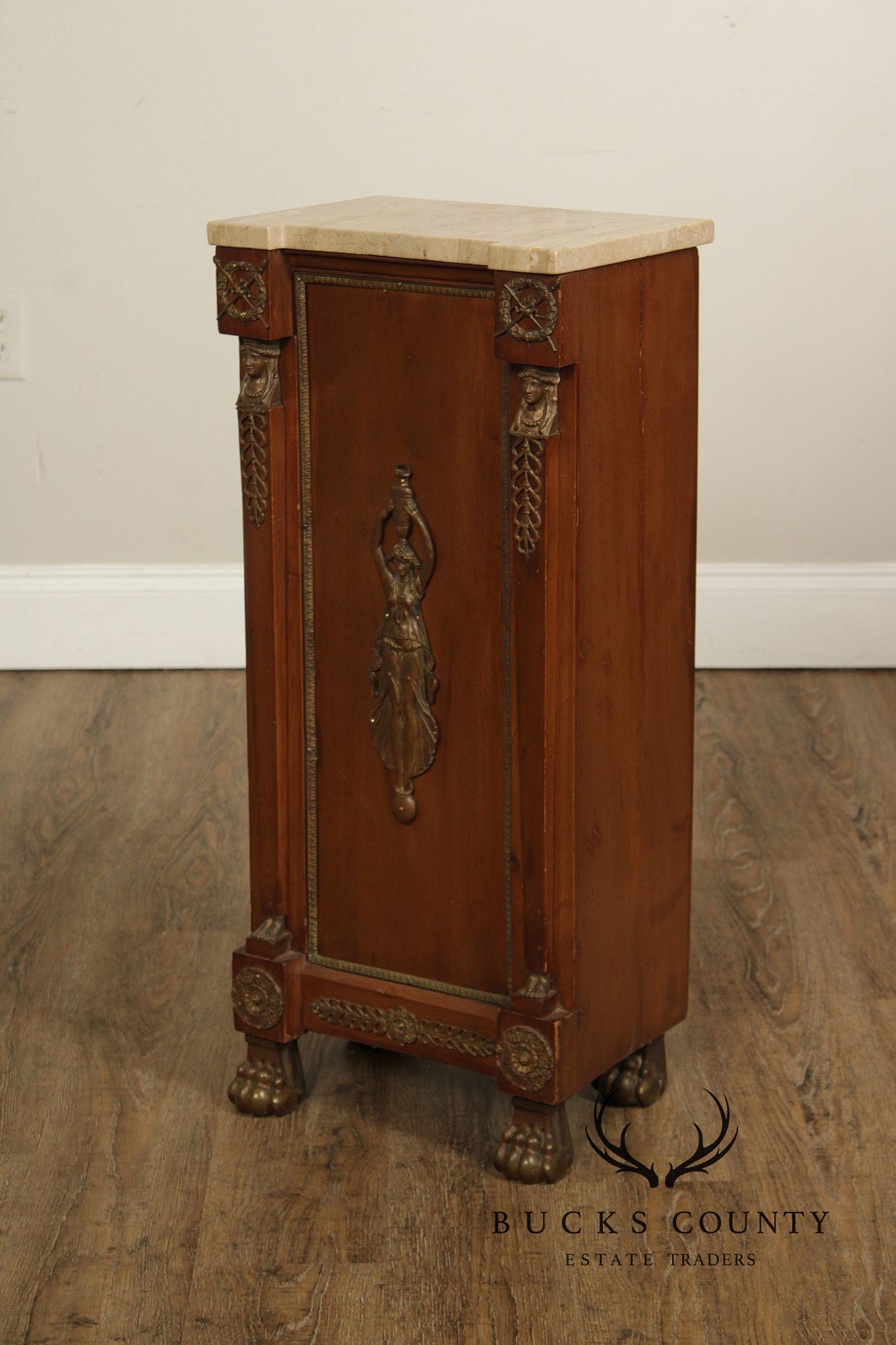 Antique French Marble Top Neoclassical Style Pedestal