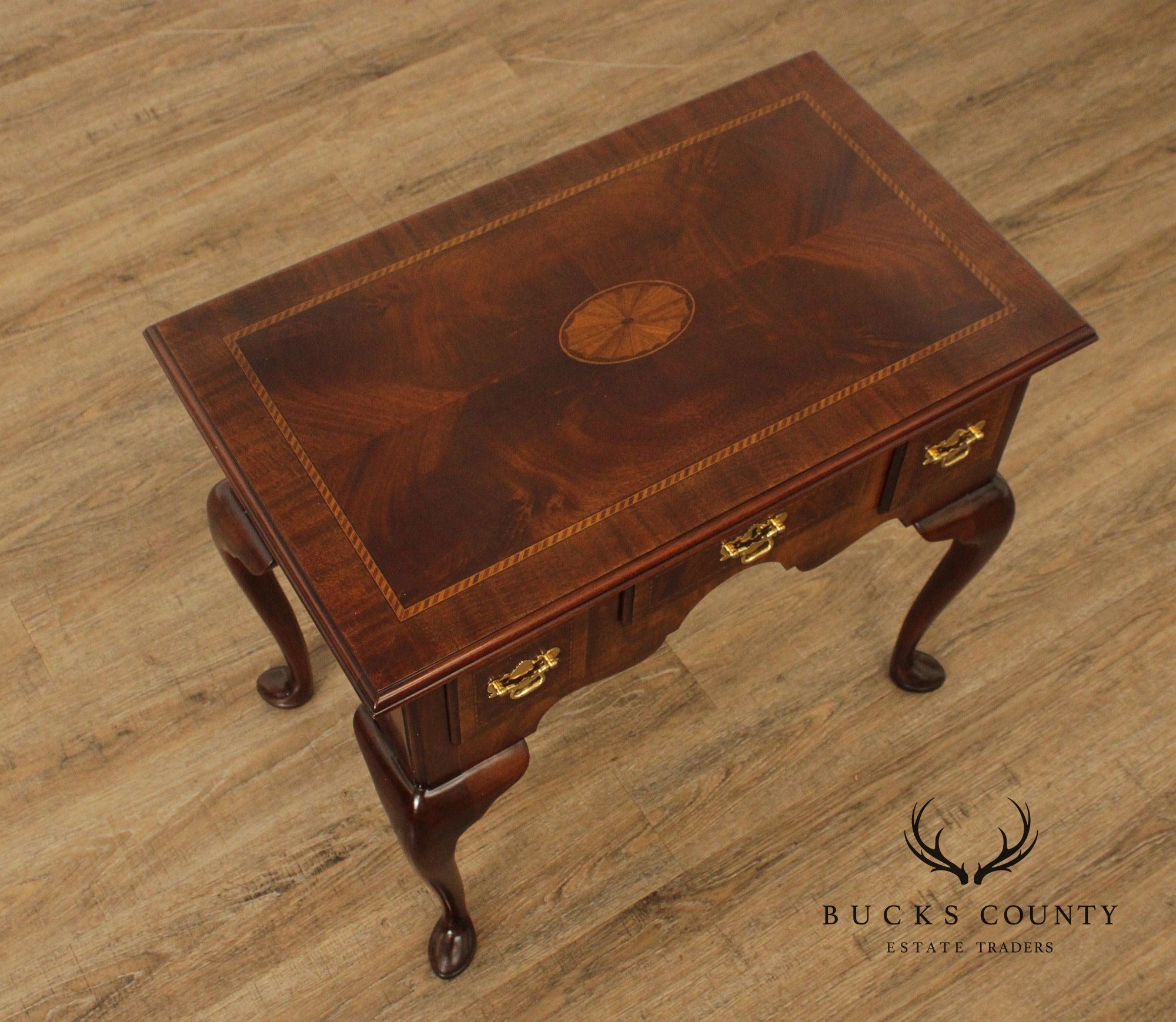 Councill Craftsmen Queen Anne Style Inlaid Mahogany Lowboy