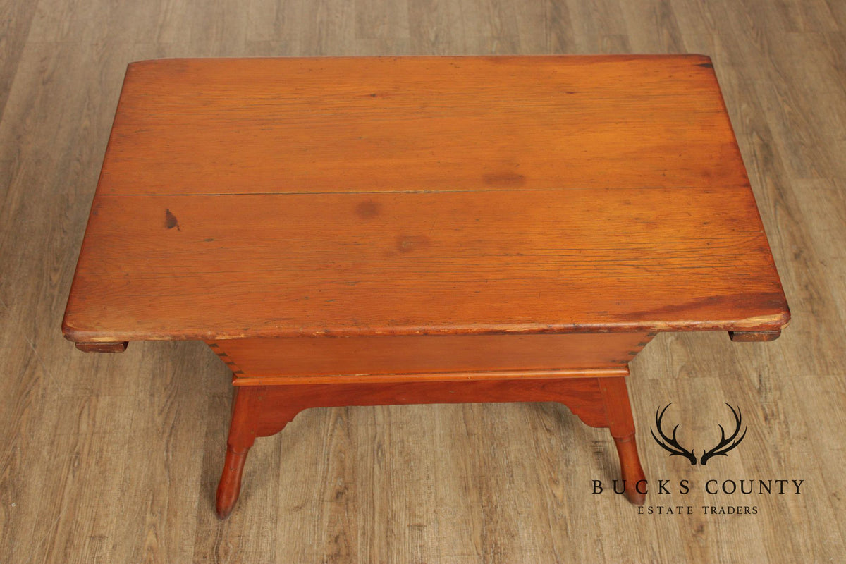 Antique Primitive Pine Dough Box Table With Removable Top