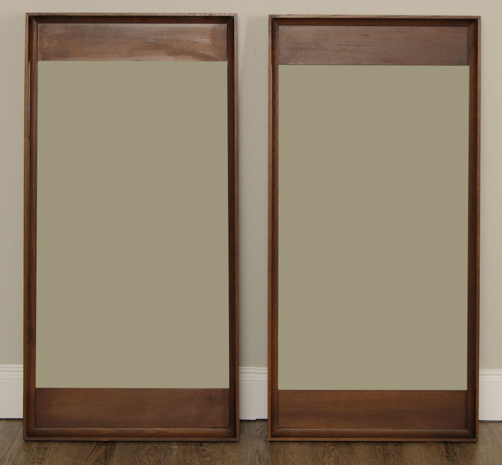 Mid Century Modern Pair of Walnut Mirrors