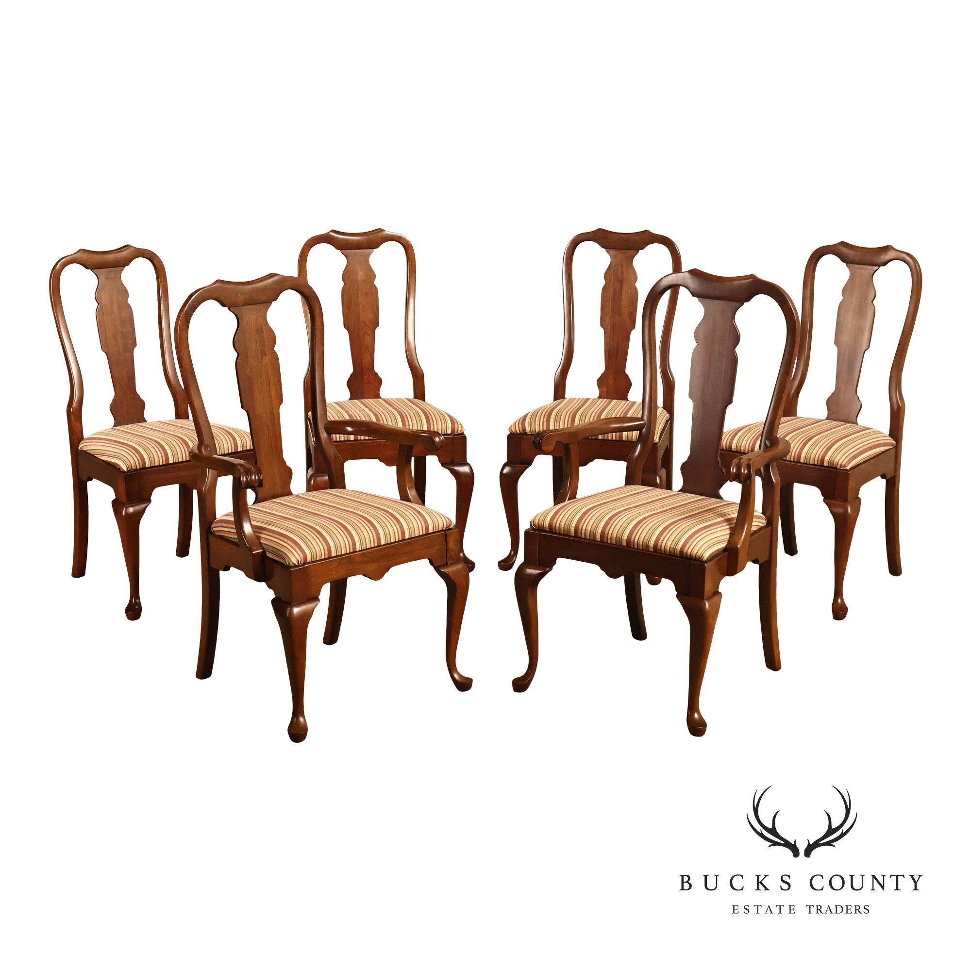 Pennsylvania House Queen Anne Style Set of Six Cherry Dining Chairs