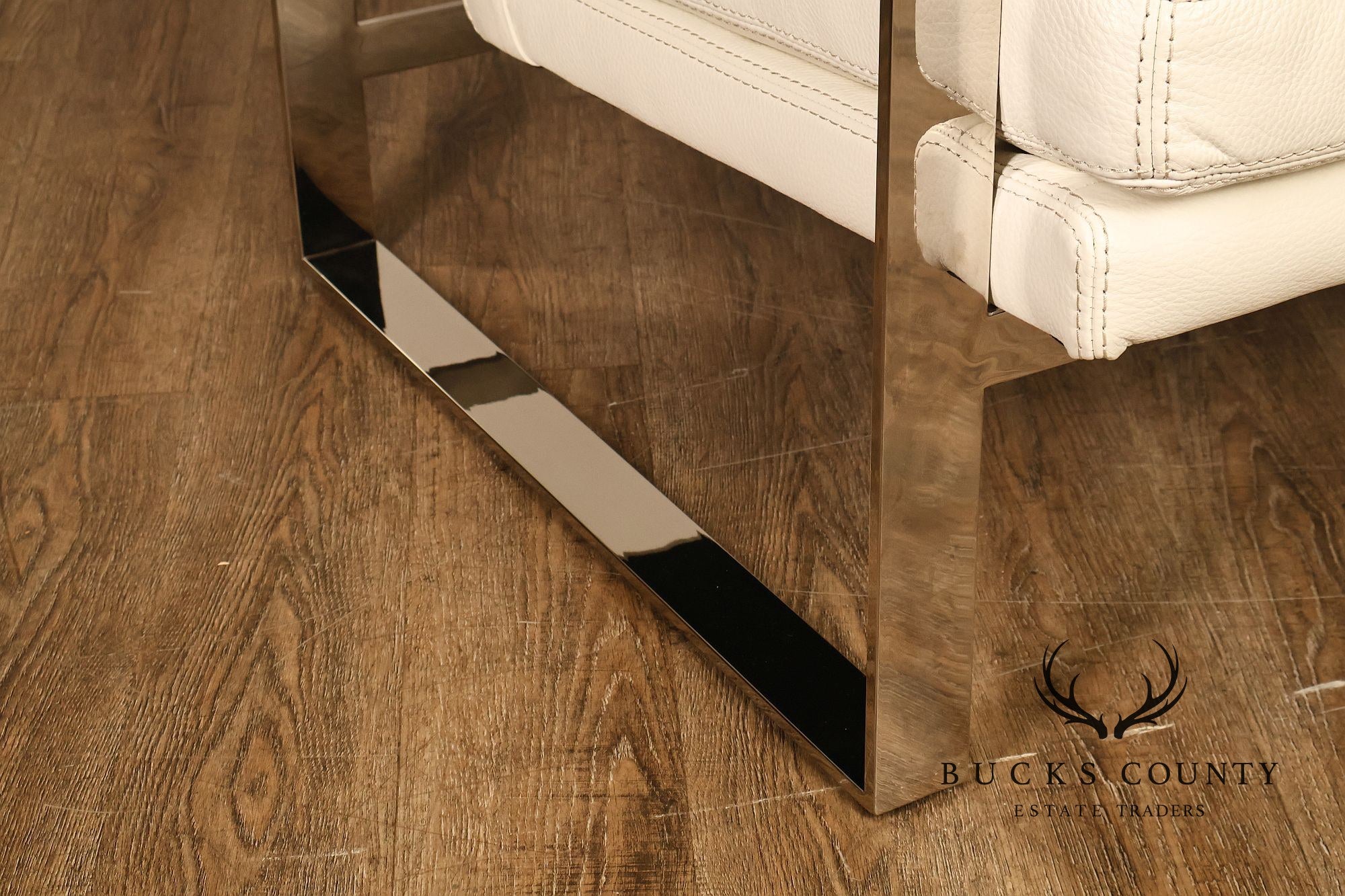 Modern Style Chrome and Leather Lounge Chair