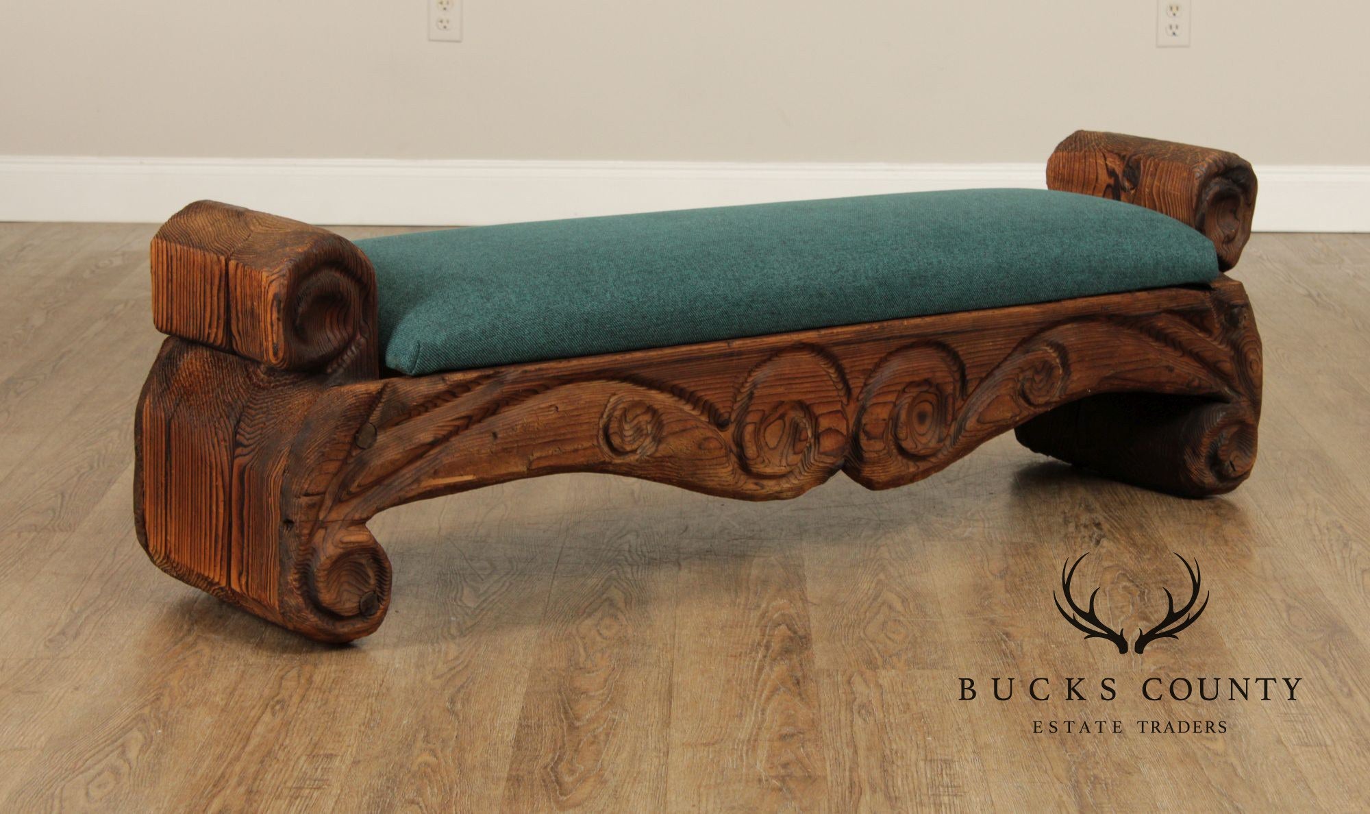 Witco Mid-Century Carved Pine Tiki Bench