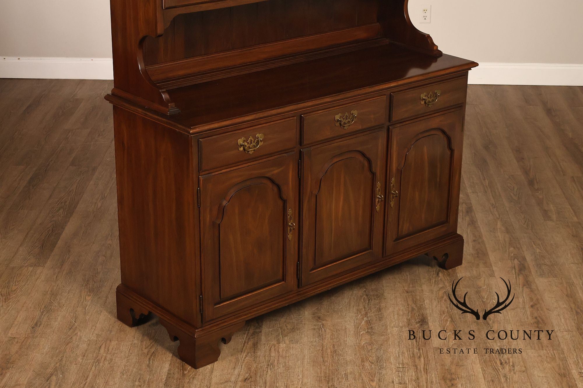 Ethan Allen Georgian Court Style Cherry Step Back Hutch China Cabinet