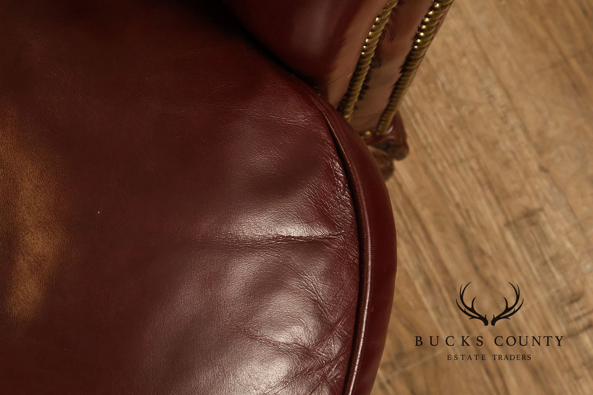Old Hickory Tannery Burgundy Leather Nailhead Trim Club Chair