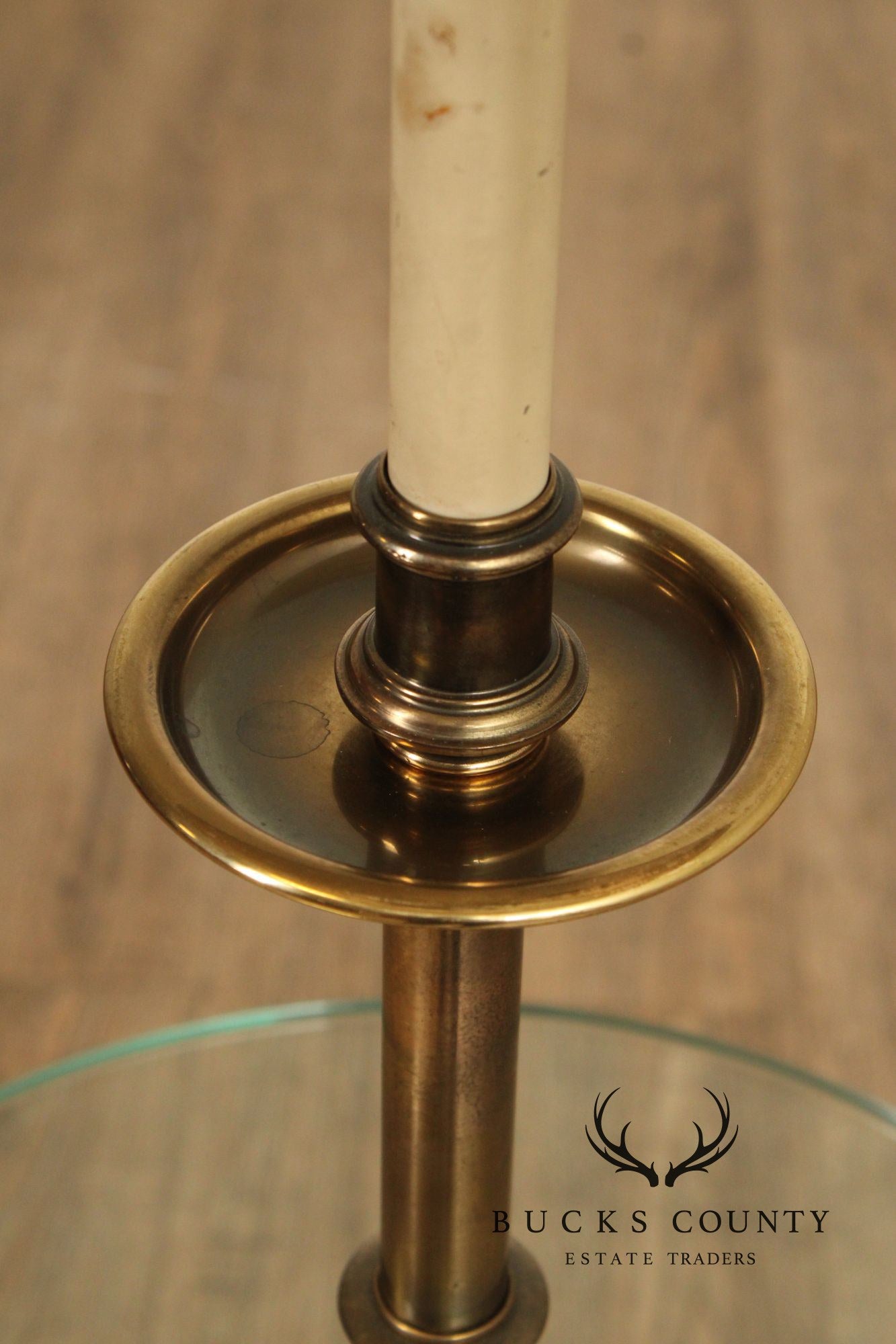 Stiffel Queen Anne Style Brass and Glass Floor Lamp