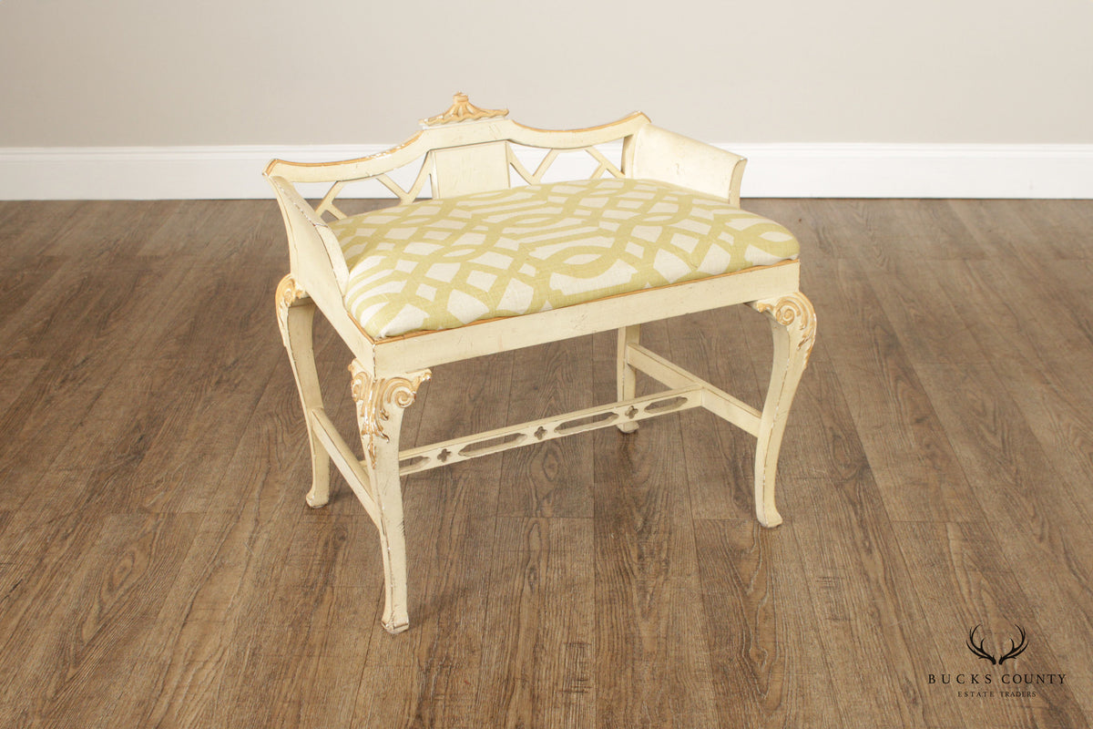 Italian Florentine Style Painted and Partial Gilt Vanity Seat