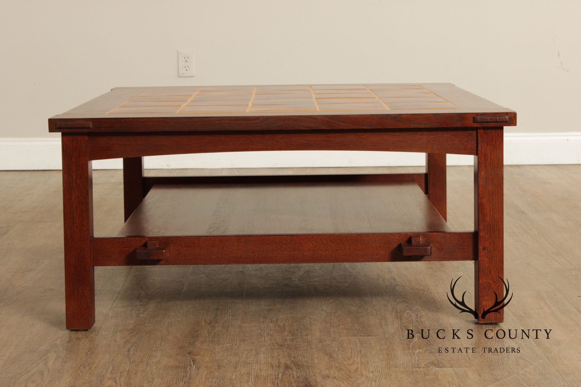 Stickley Mission Collection Oak Tile Top Cocktail Table