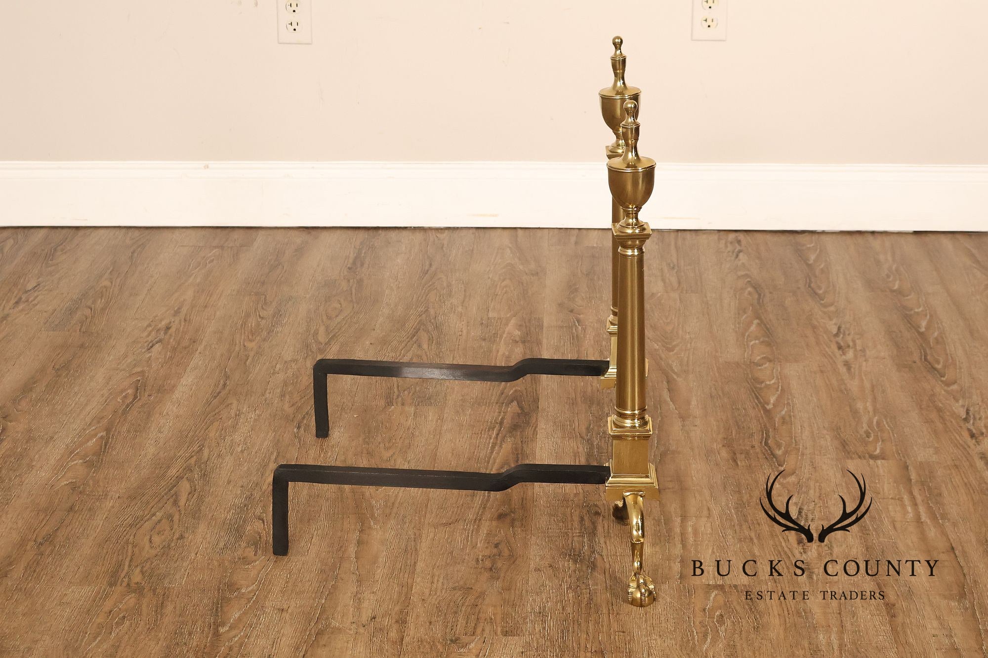Federal Style Pair Of Brass Andirons